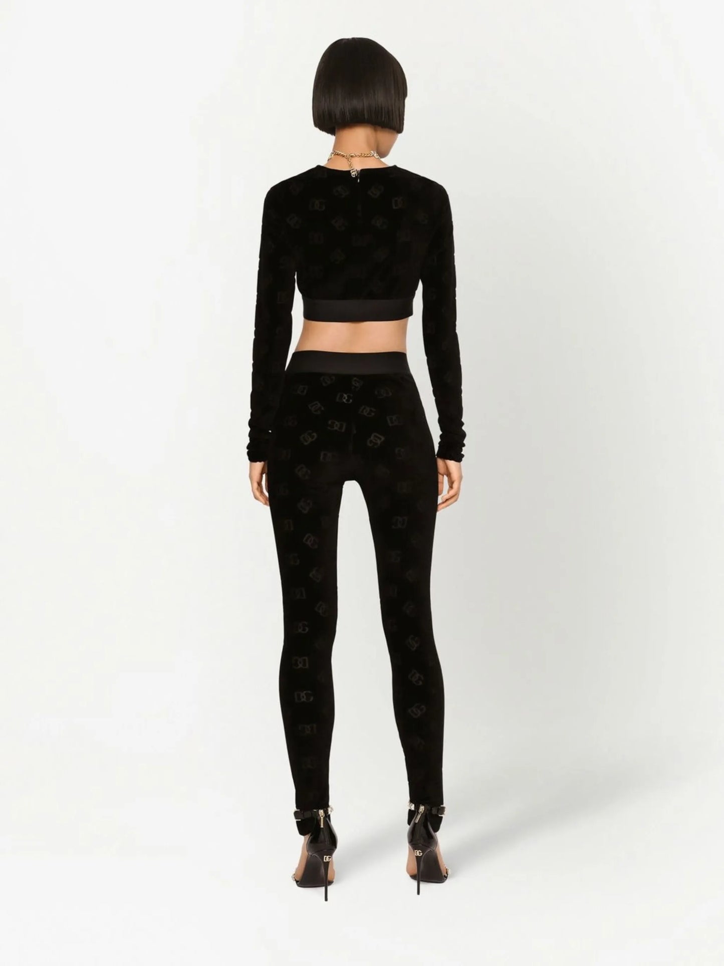 flocked-logo leggings