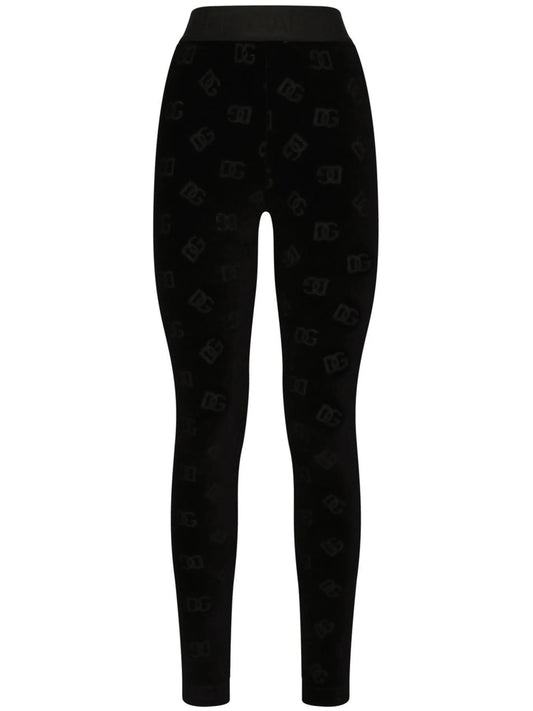 flocked-logo leggings
