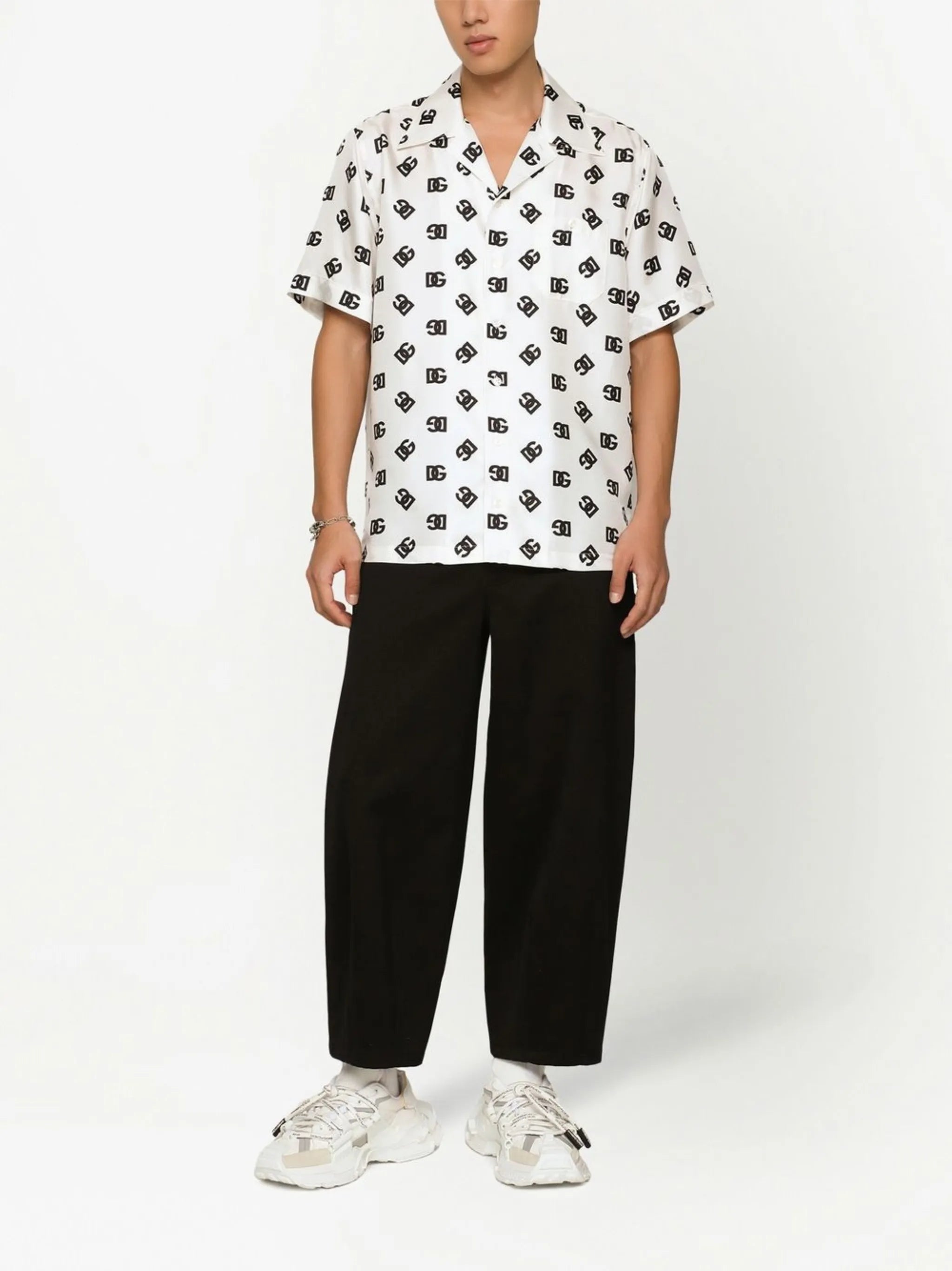 DG Monogram silk bowling shirt