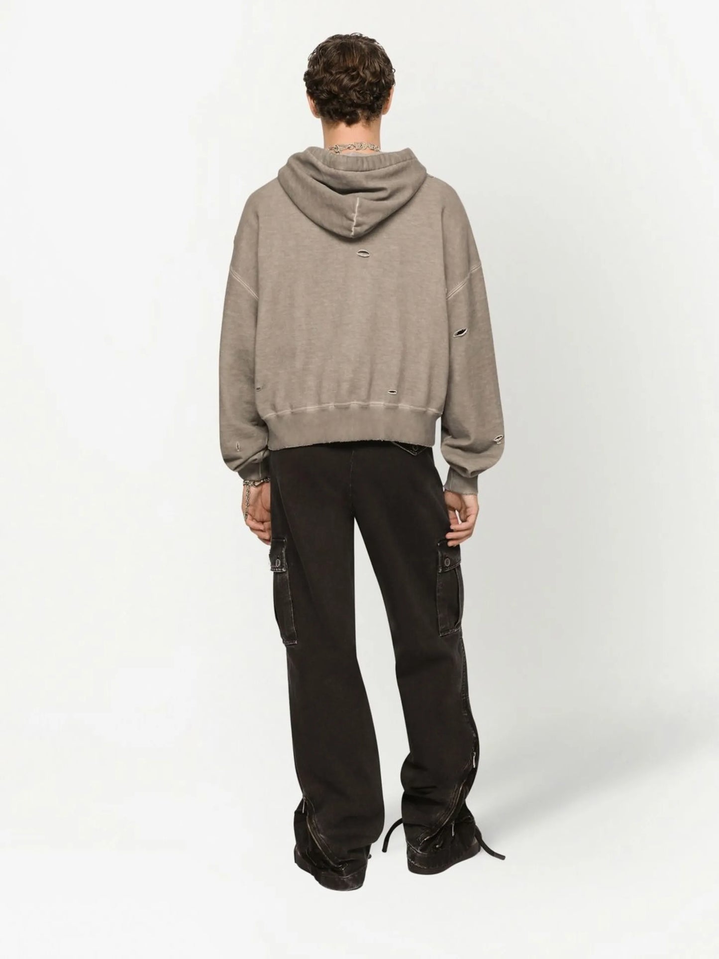 logo-print washed cotton hoodie