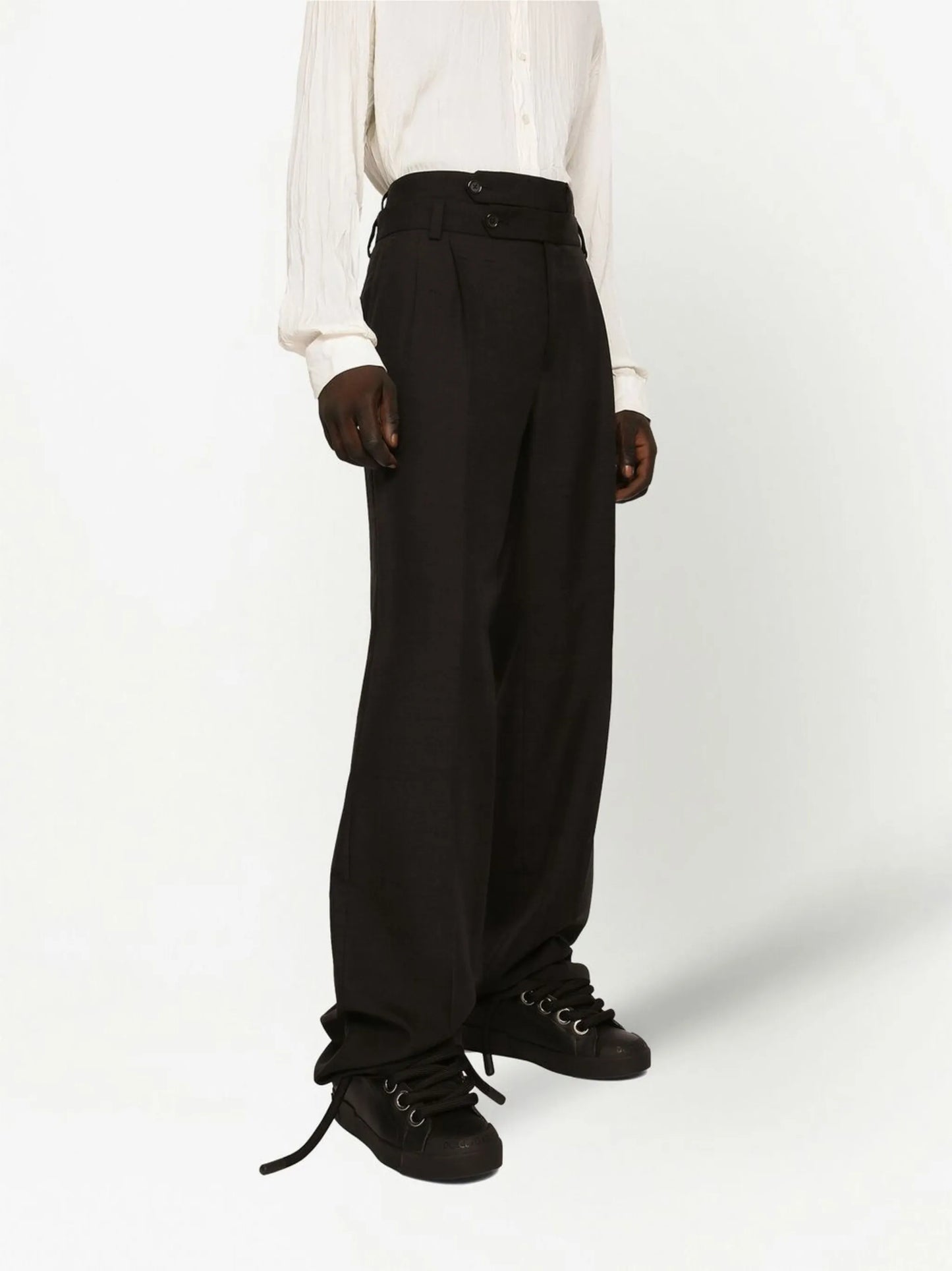 silk-cotton tailored trousers