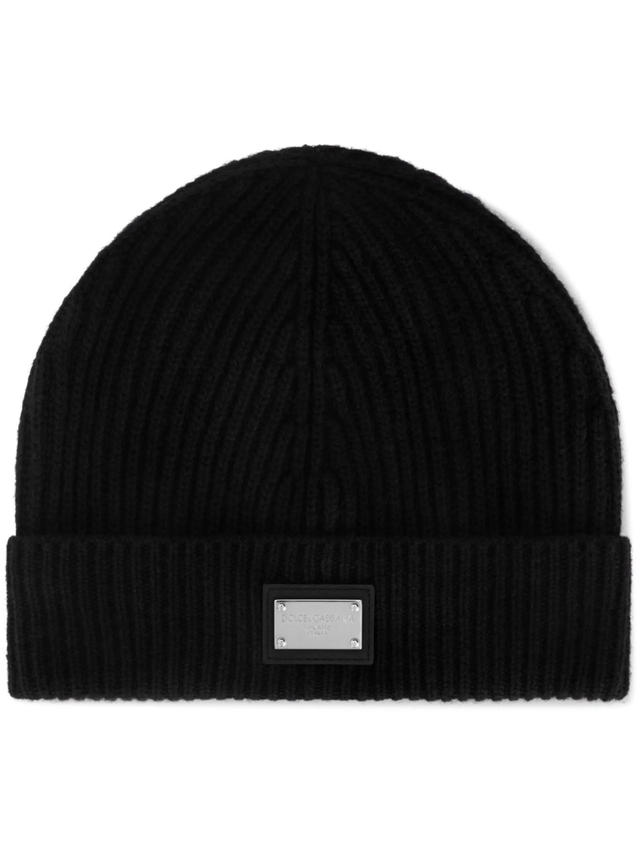 logo-tag cashmere-wool beanie