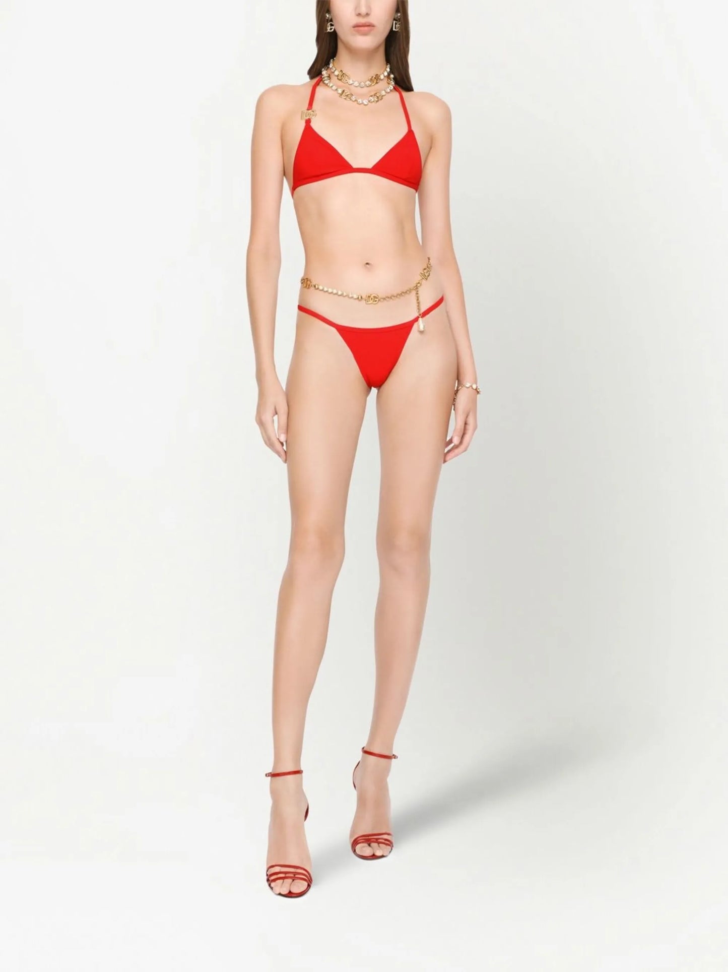 logo-plaque halterneck bikini set