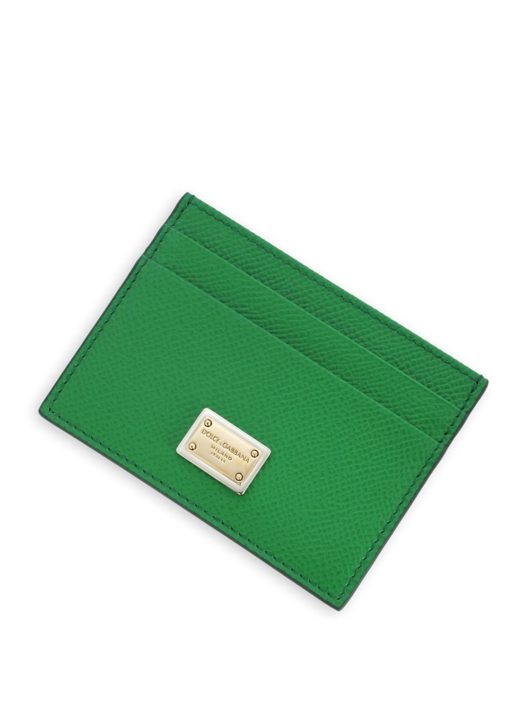 logo-tag leather card holder
