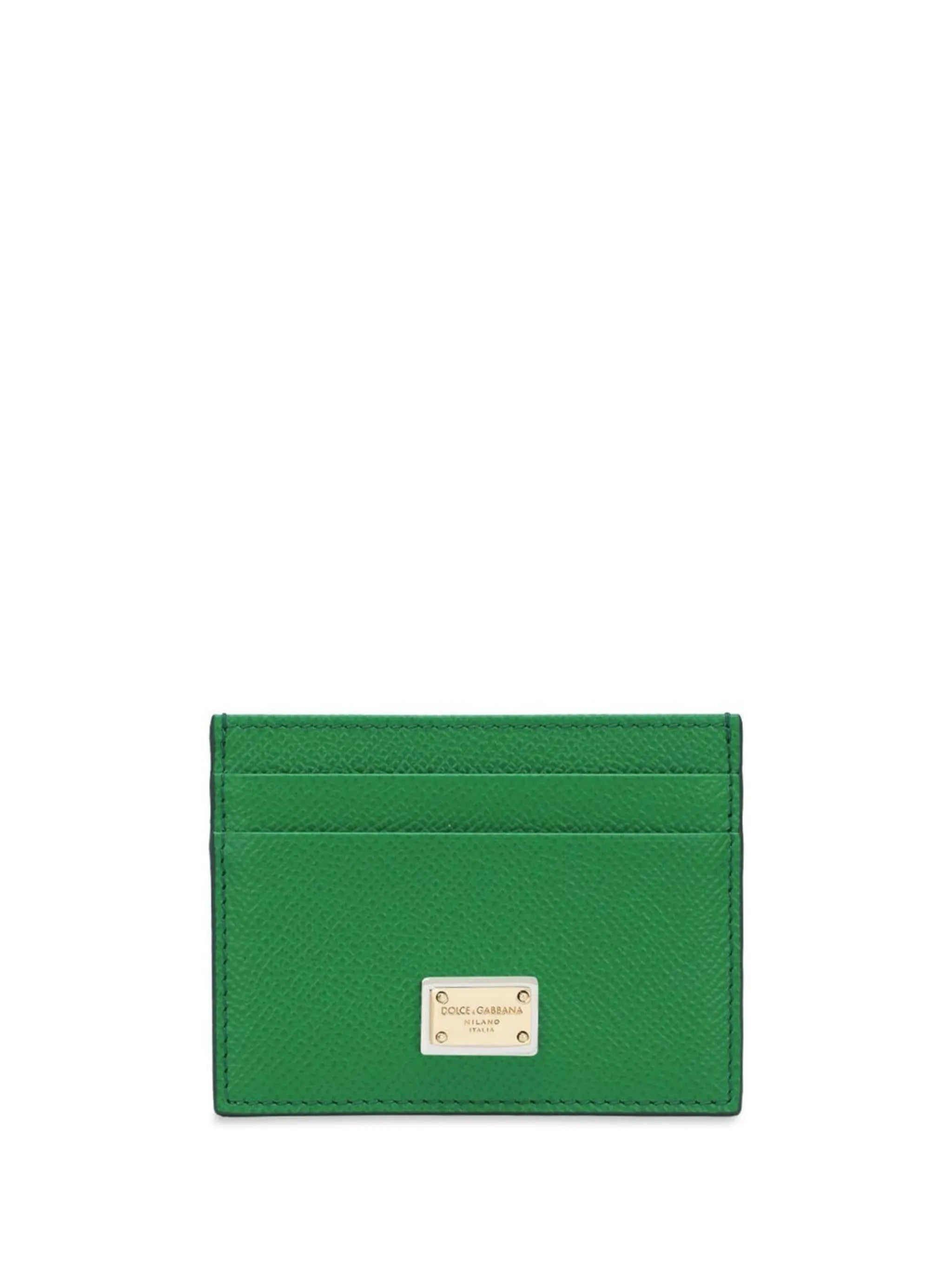 logo-tag leather card holder