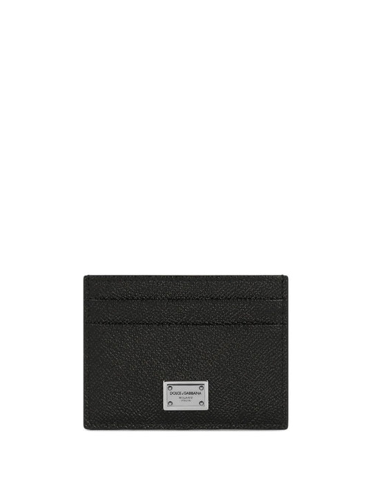logo-tag leather card holder