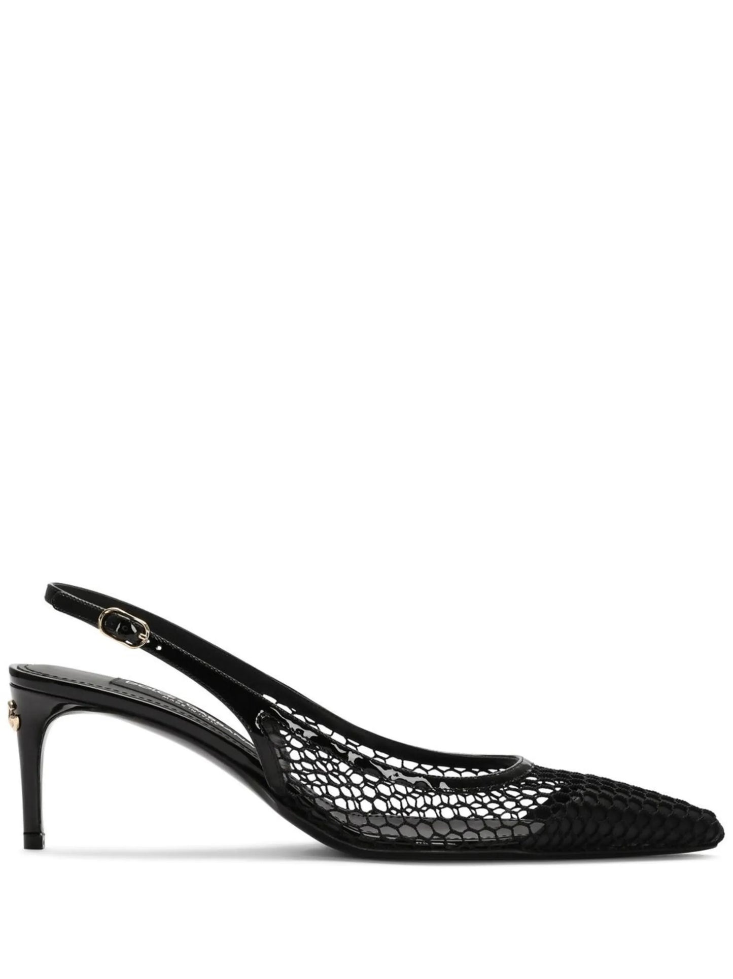 fishnet-detail pointed-toe pumps