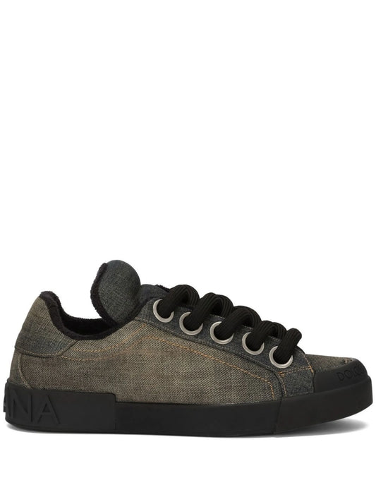 denim lace-up sneakers