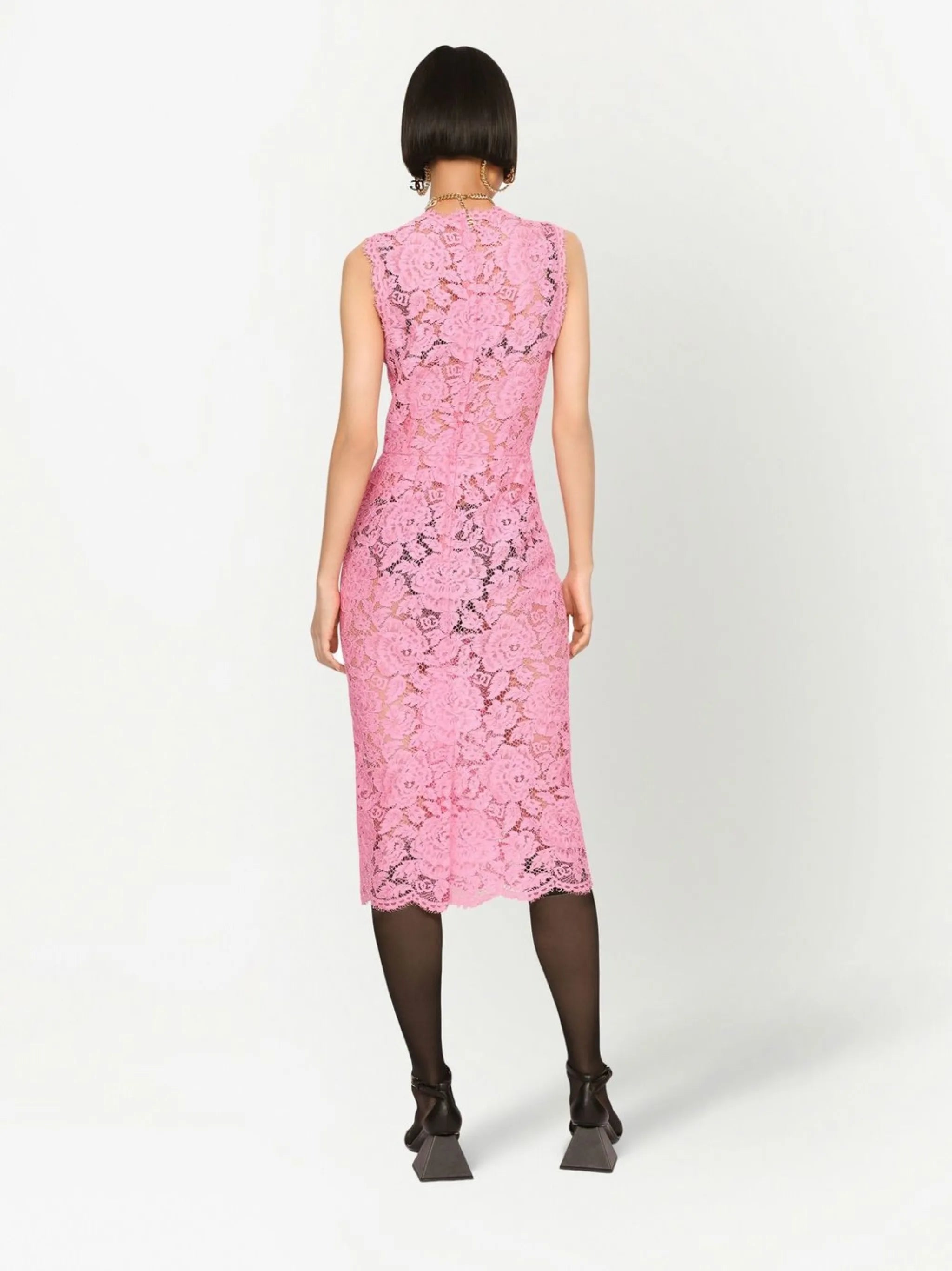 floral-lace midi dress