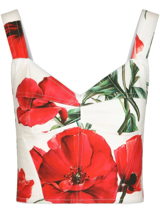 poppy-print bodice top