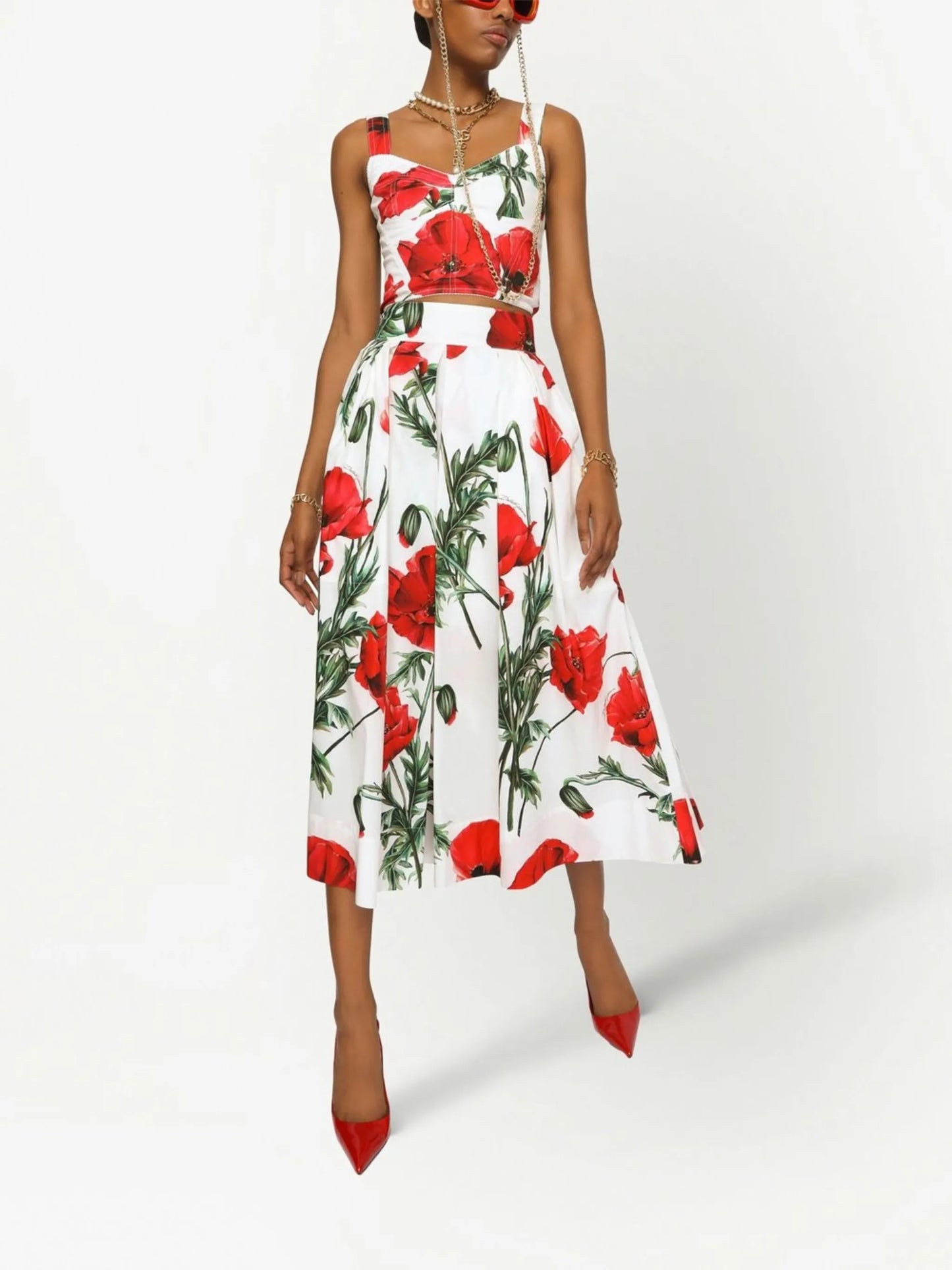 poppy-print bodice top