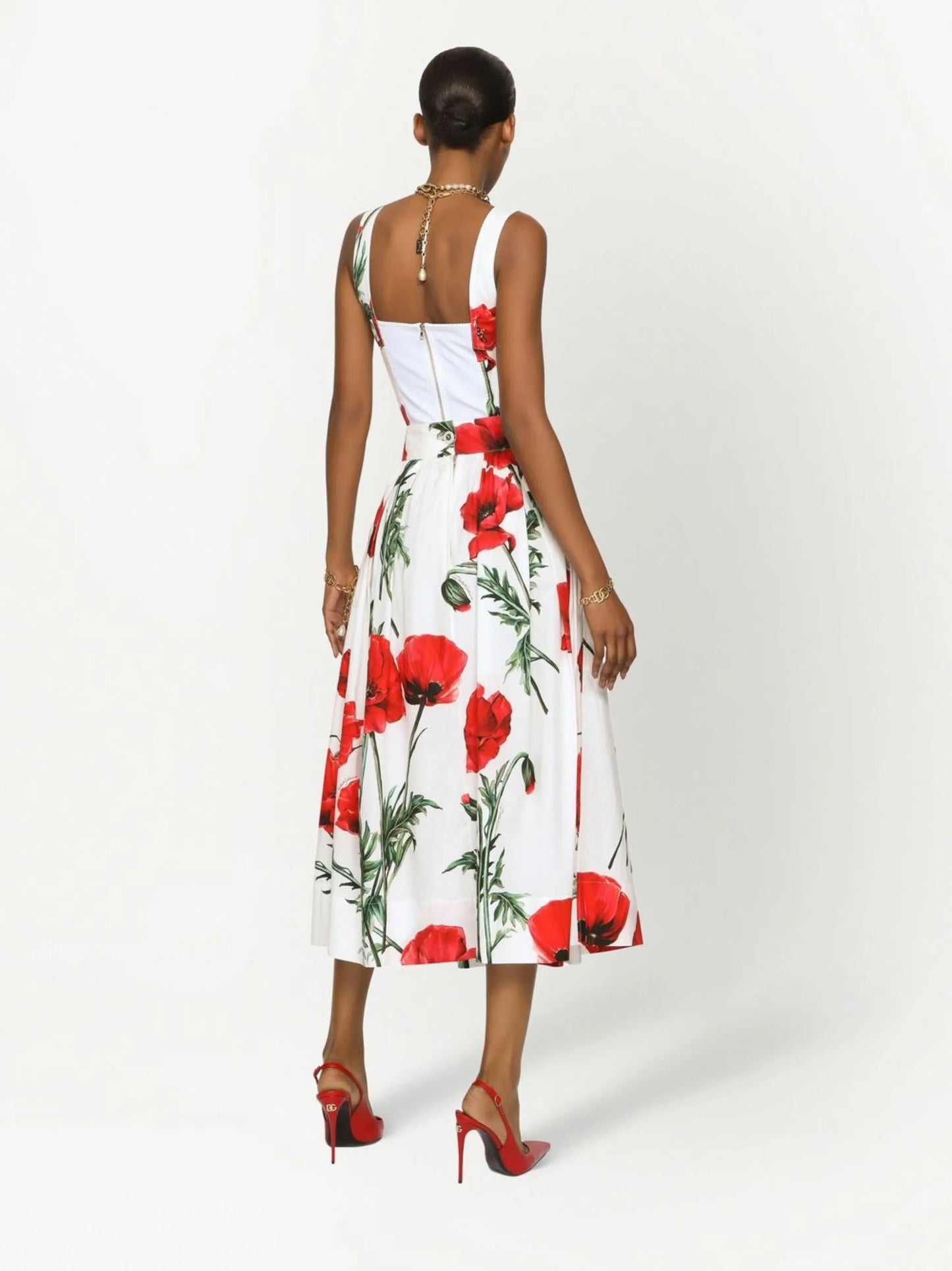 poppy-print bodice top