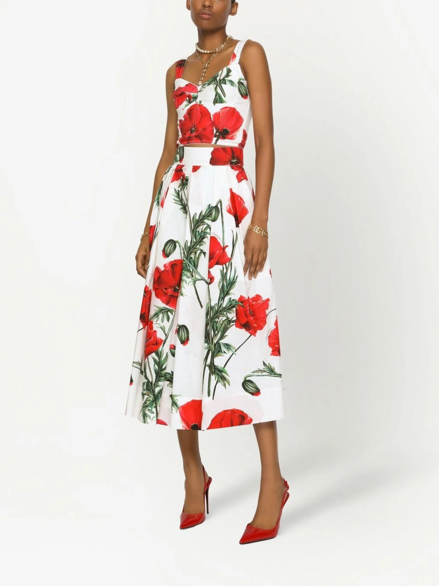 poppy-print bodice top