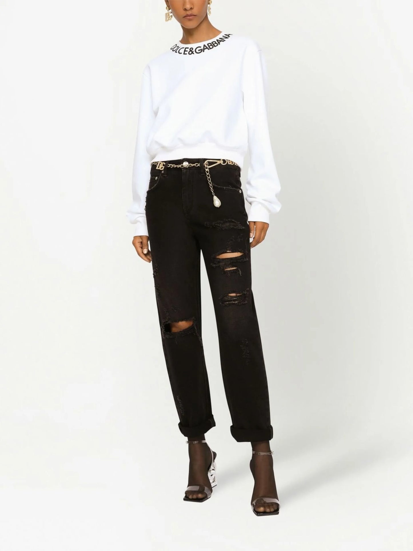 logo-embroidered cropped sweatshirt