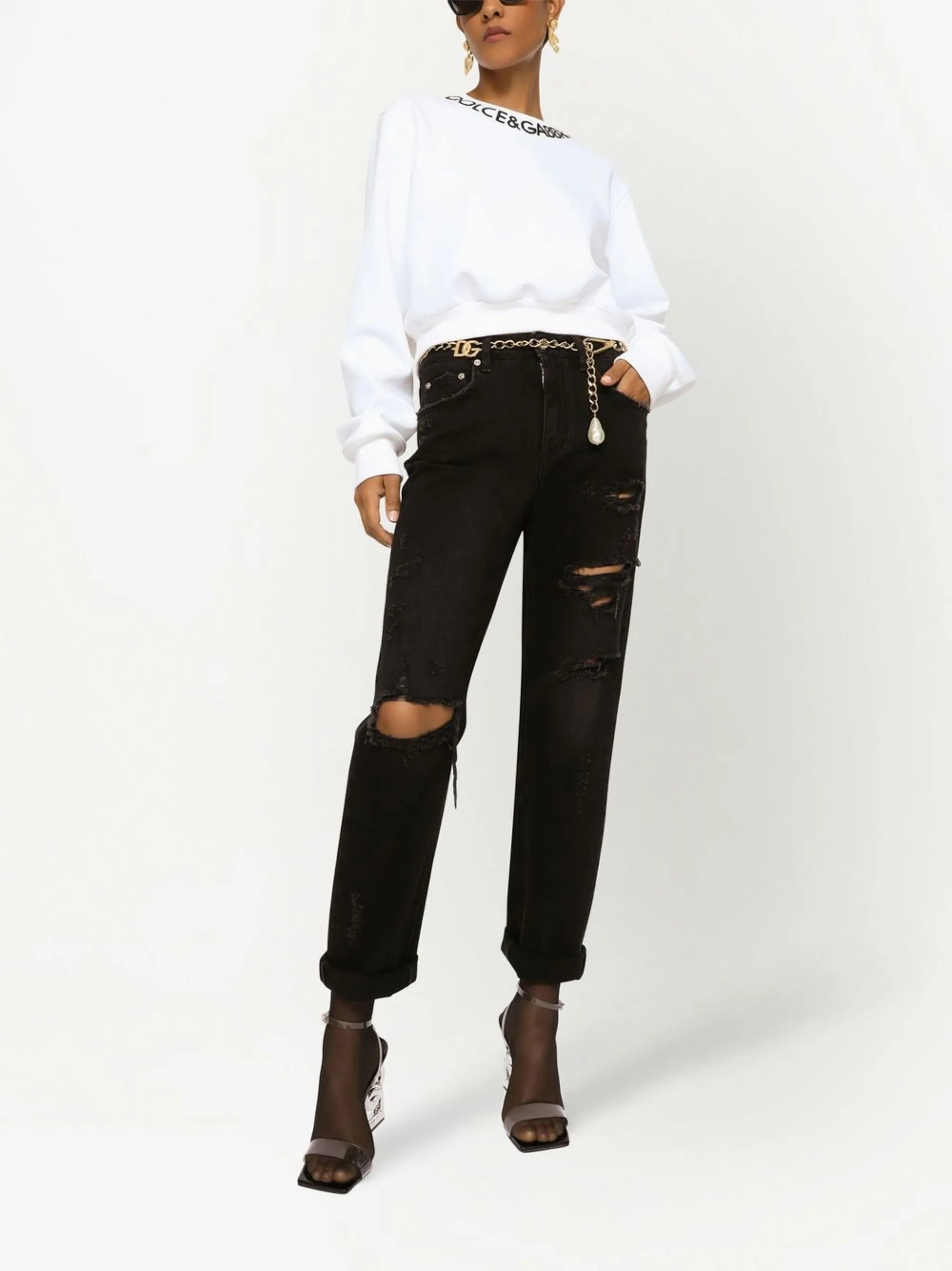 logo-embroidered cropped sweatshirt