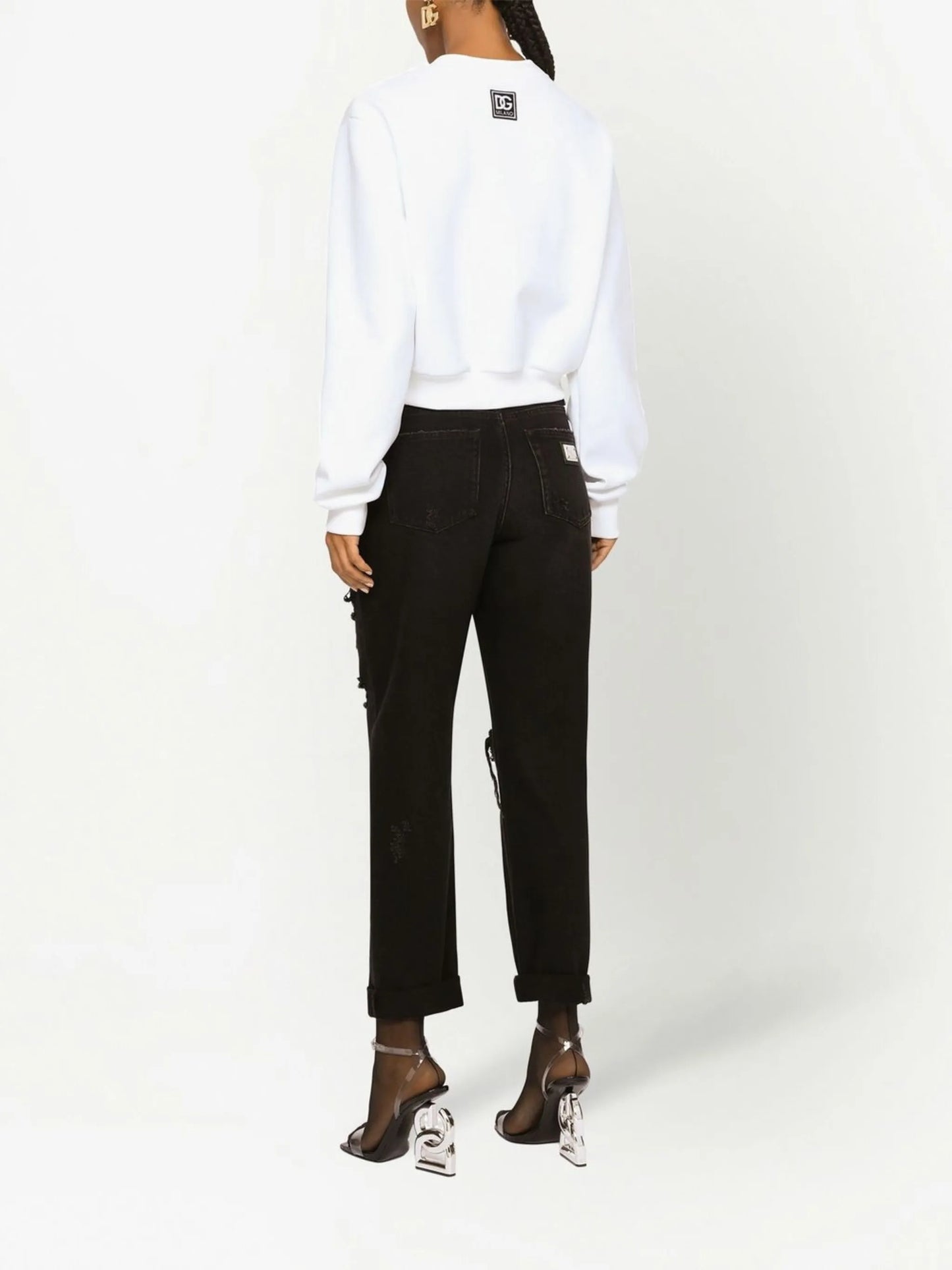 logo-embroidered cropped sweatshirt