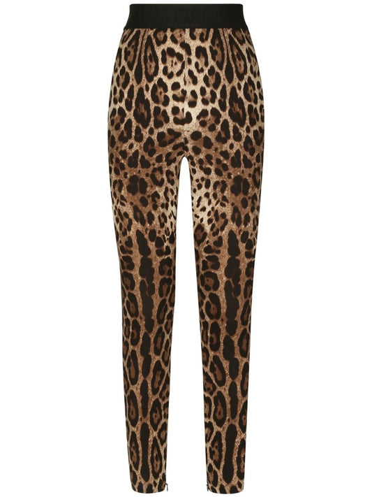 leopard-print stretch-silk leggings