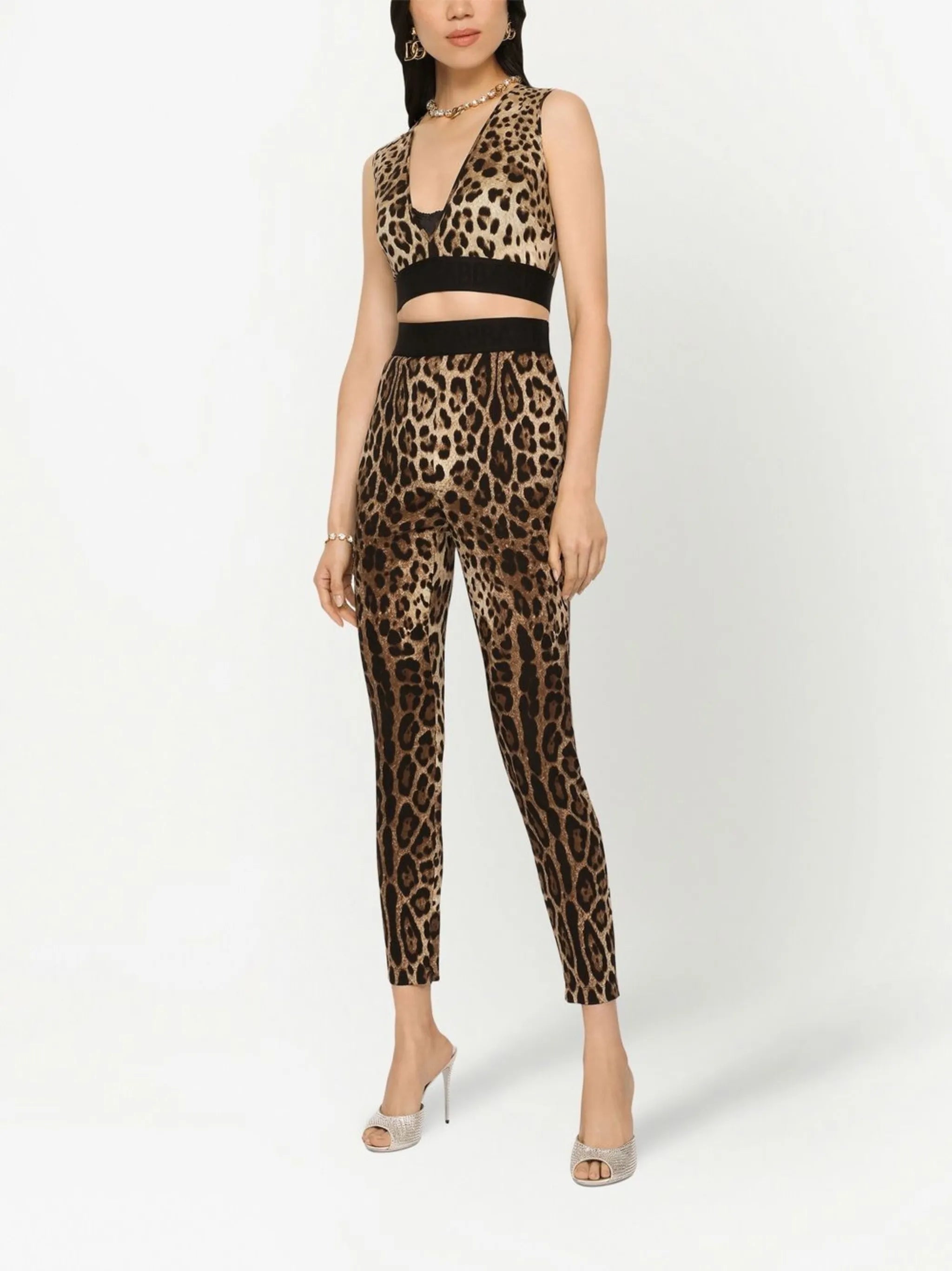 leopard-print stretch-silk leggings