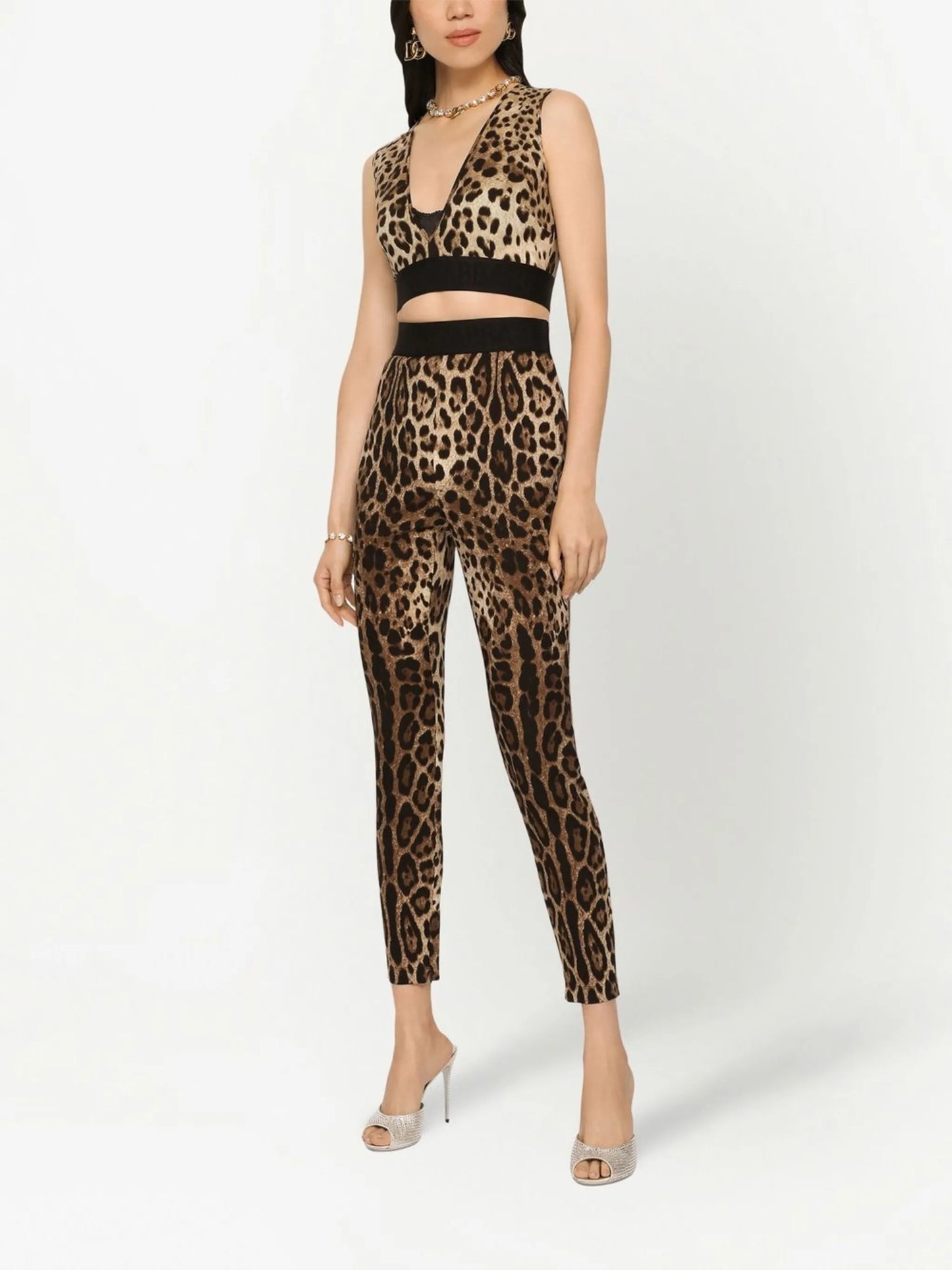 leopard-print stretch-silk leggings