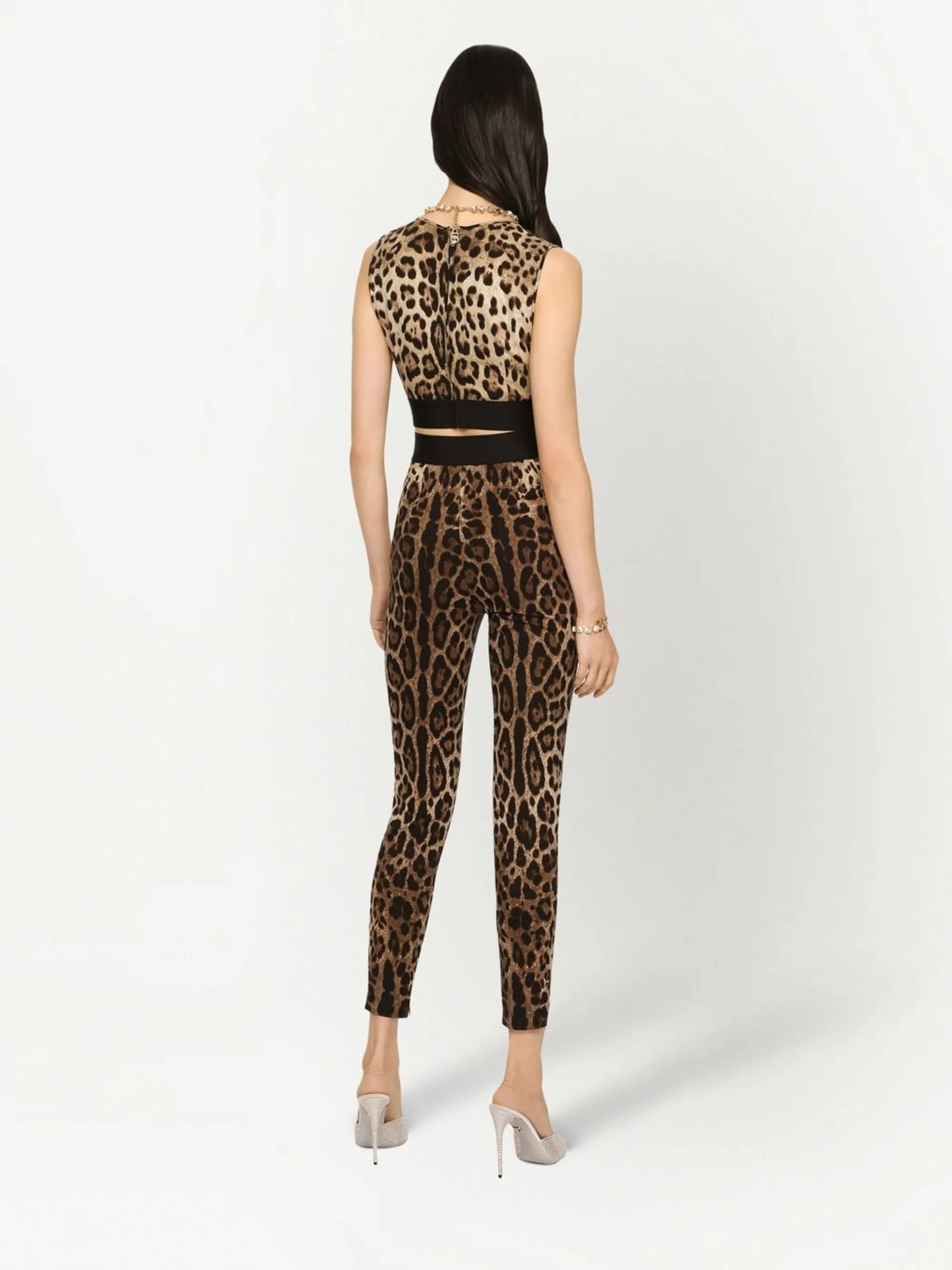 leopard-print stretch-silk leggings