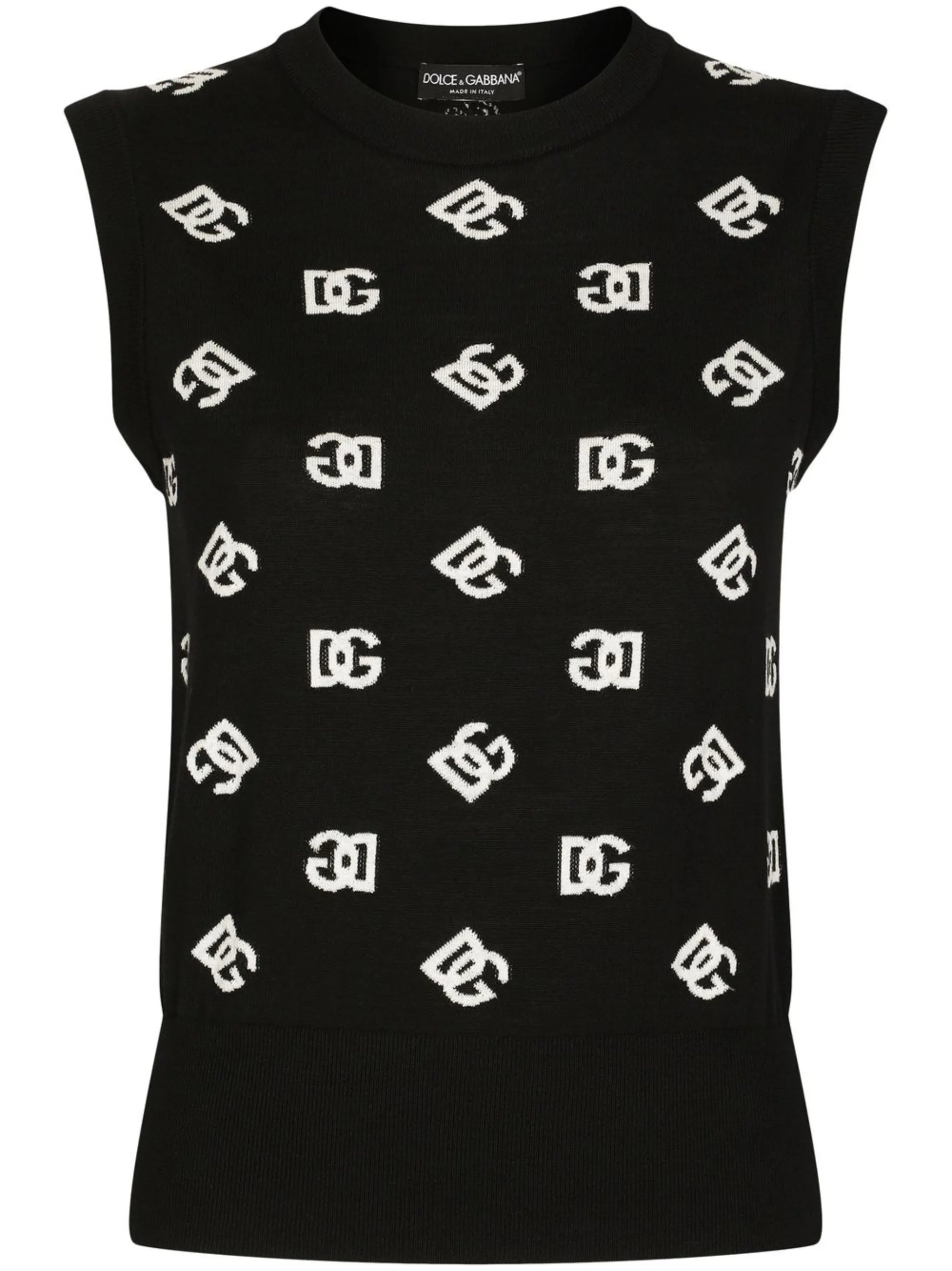 intarsia-logo knitted vest top