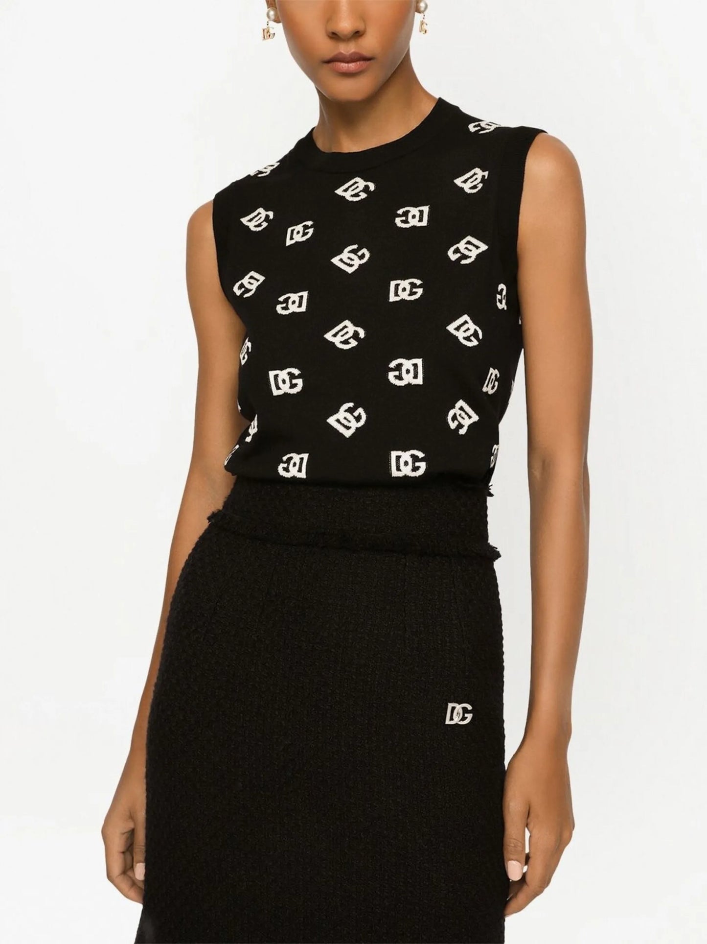 intarsia-logo knitted vest top