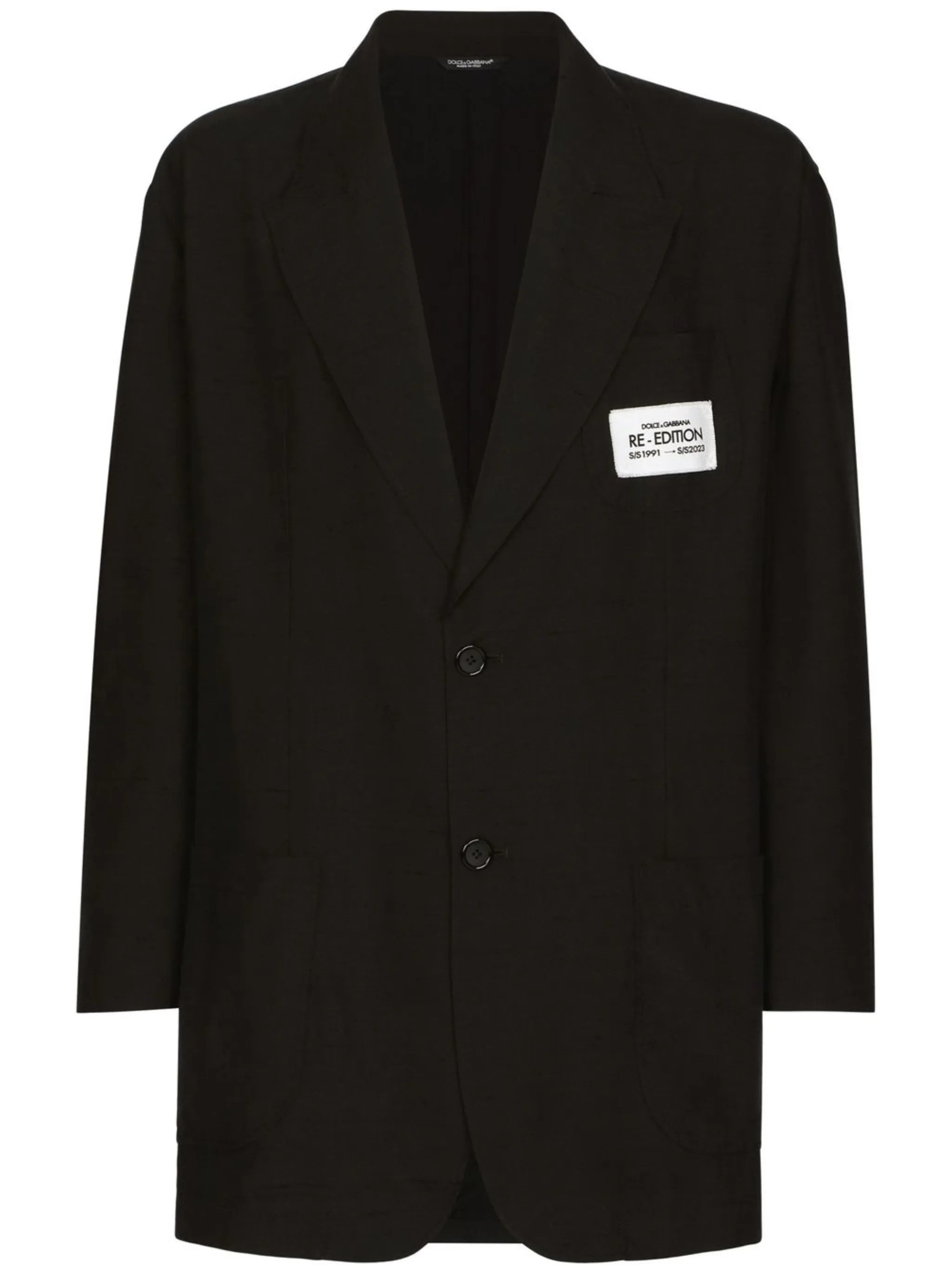 logo-patch silk-cotton blazer
