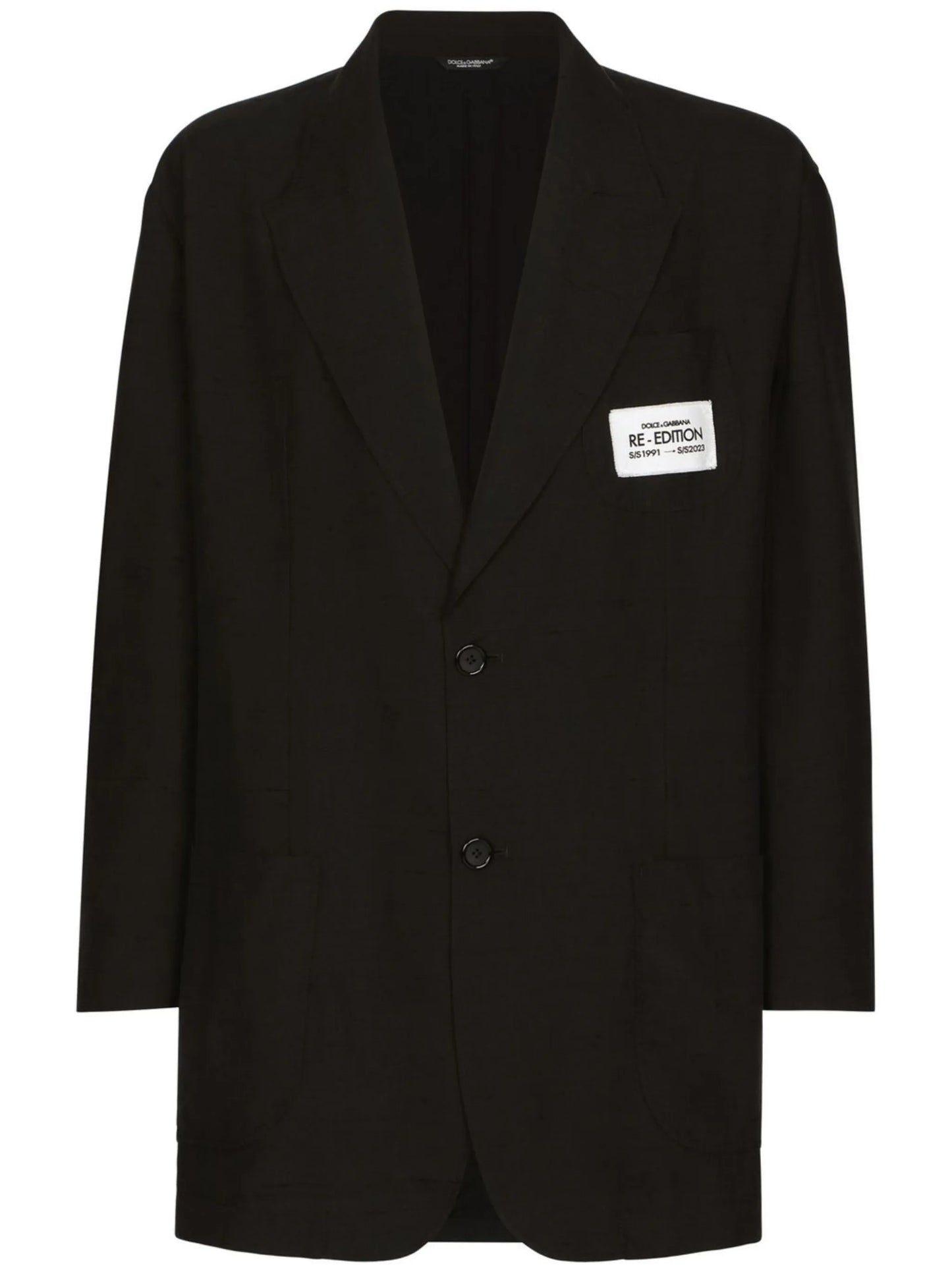 logo-patch silk-cotton blazer