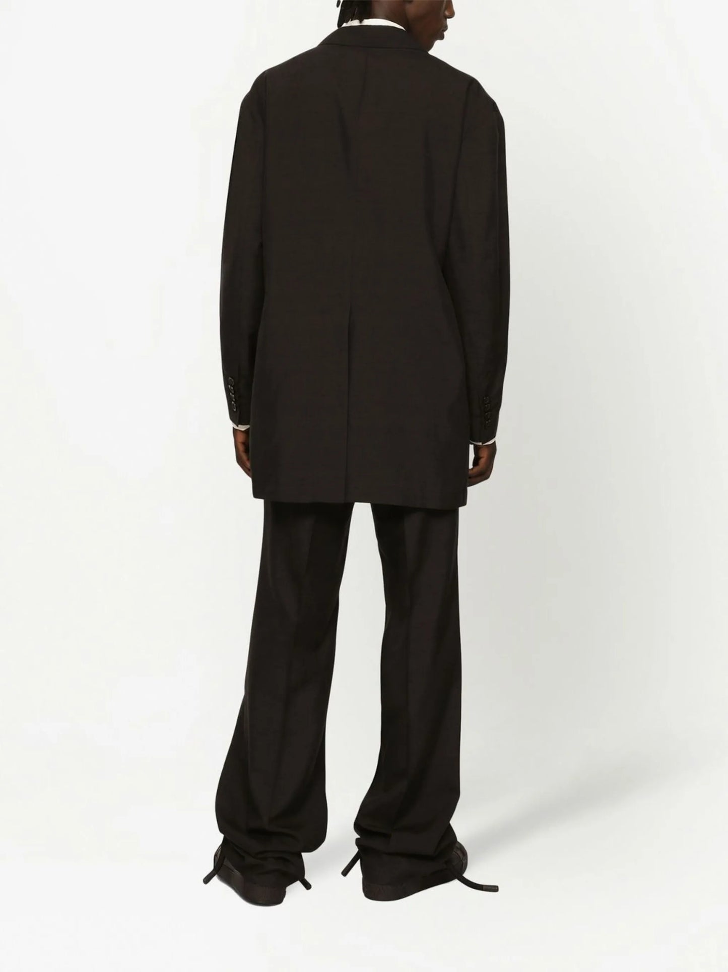 logo-patch silk-cotton blazer