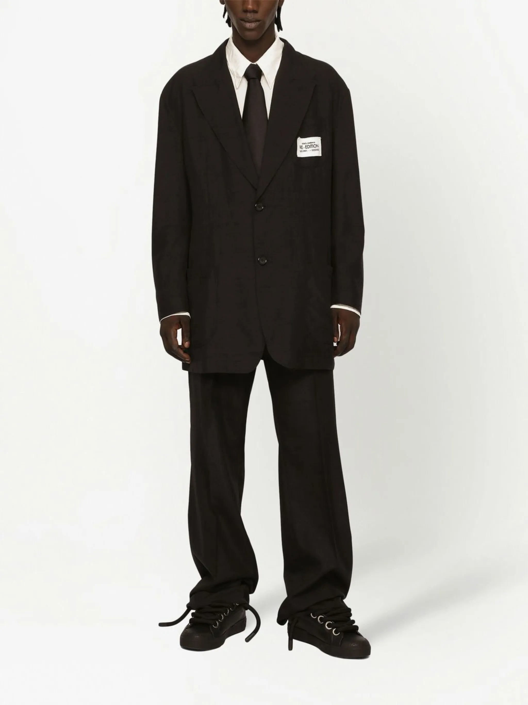 logo-patch silk-cotton blazer