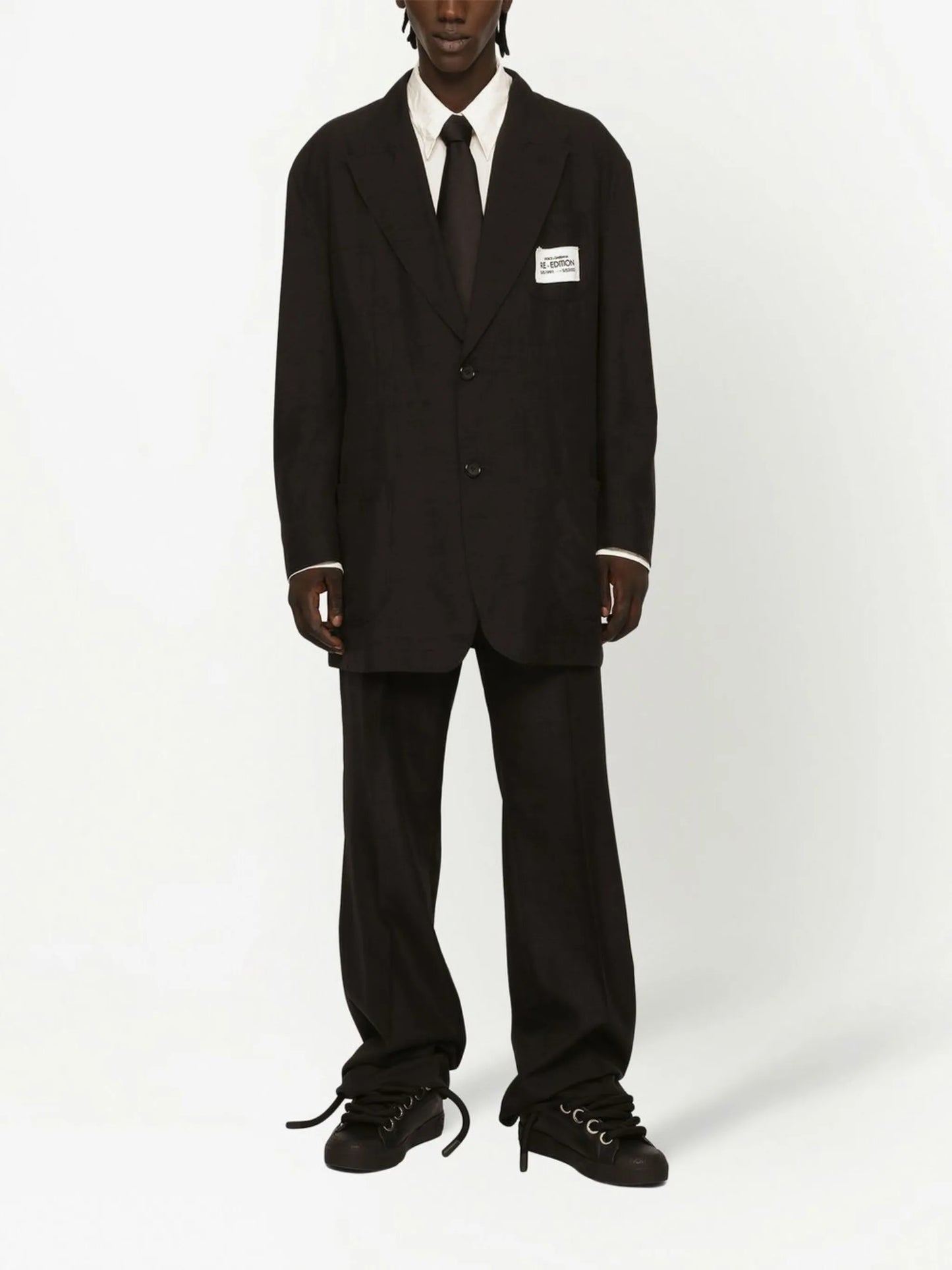 logo-patch silk-cotton blazer
