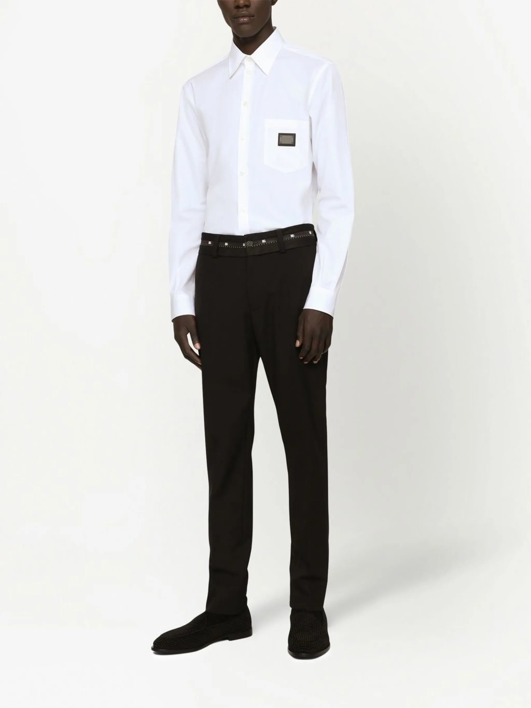 Martini-fit logo-tag cotton shirt
