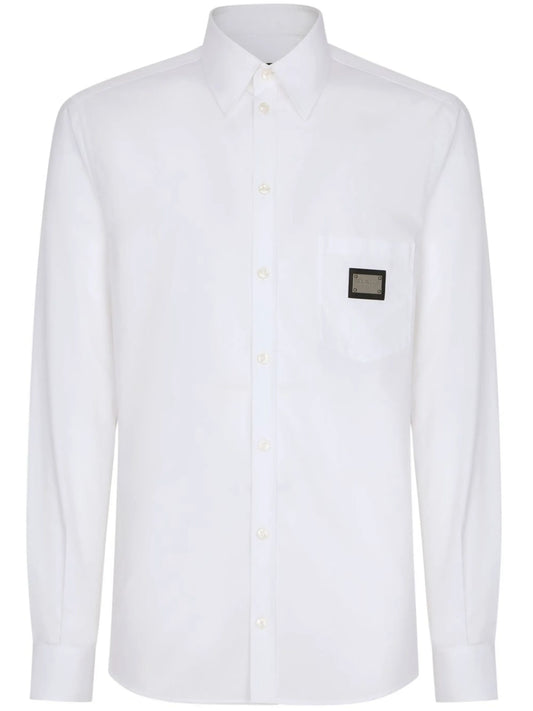 Martini-fit logo-tag cotton shirt