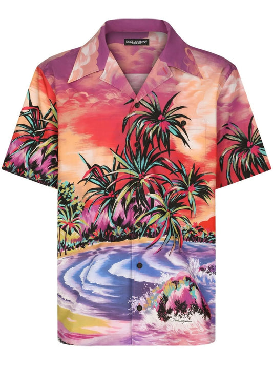 graphic-print short-sleeve shirt