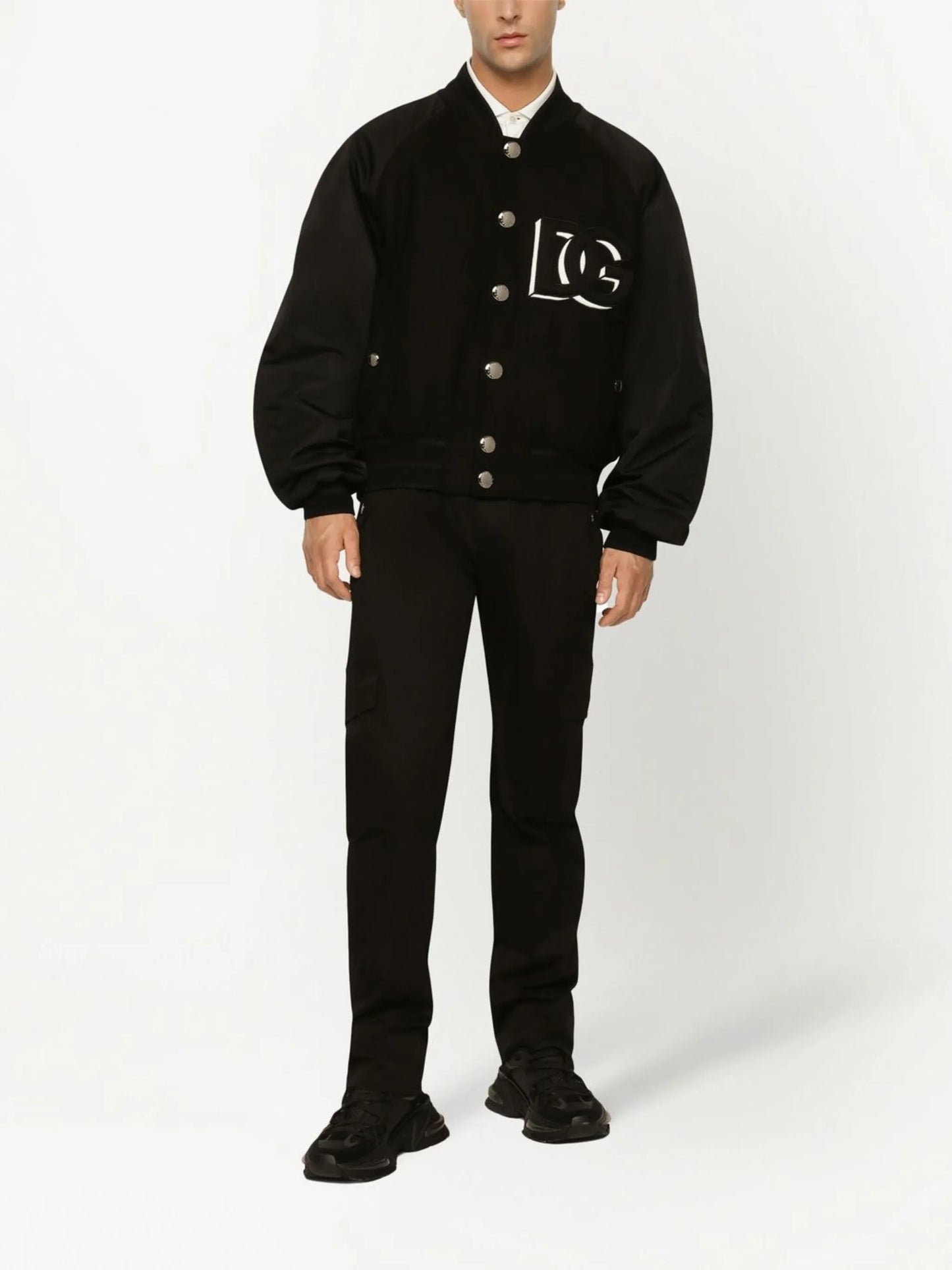 logo-patch panelled bomber jacket