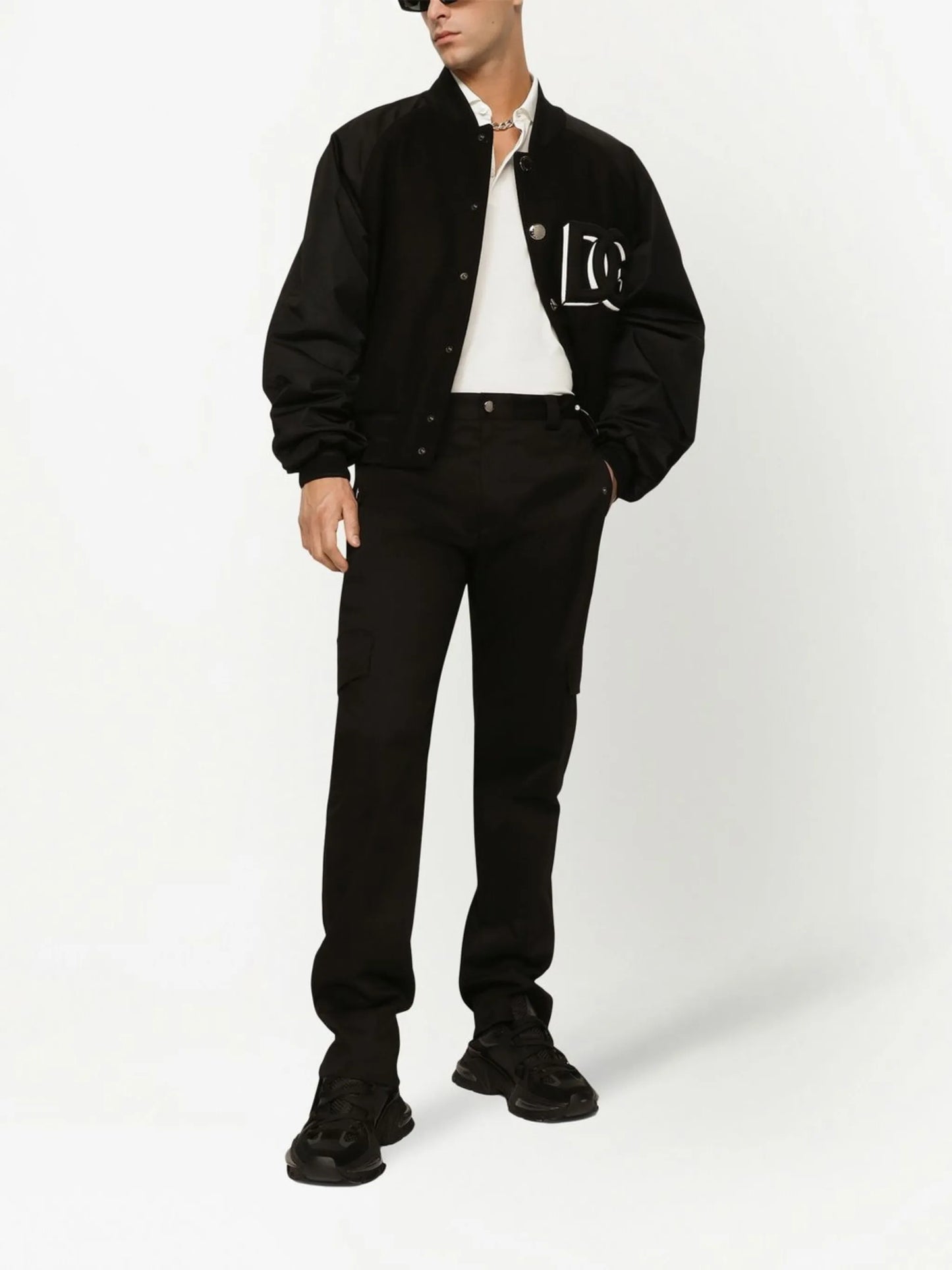 logo-patch panelled bomber jacket