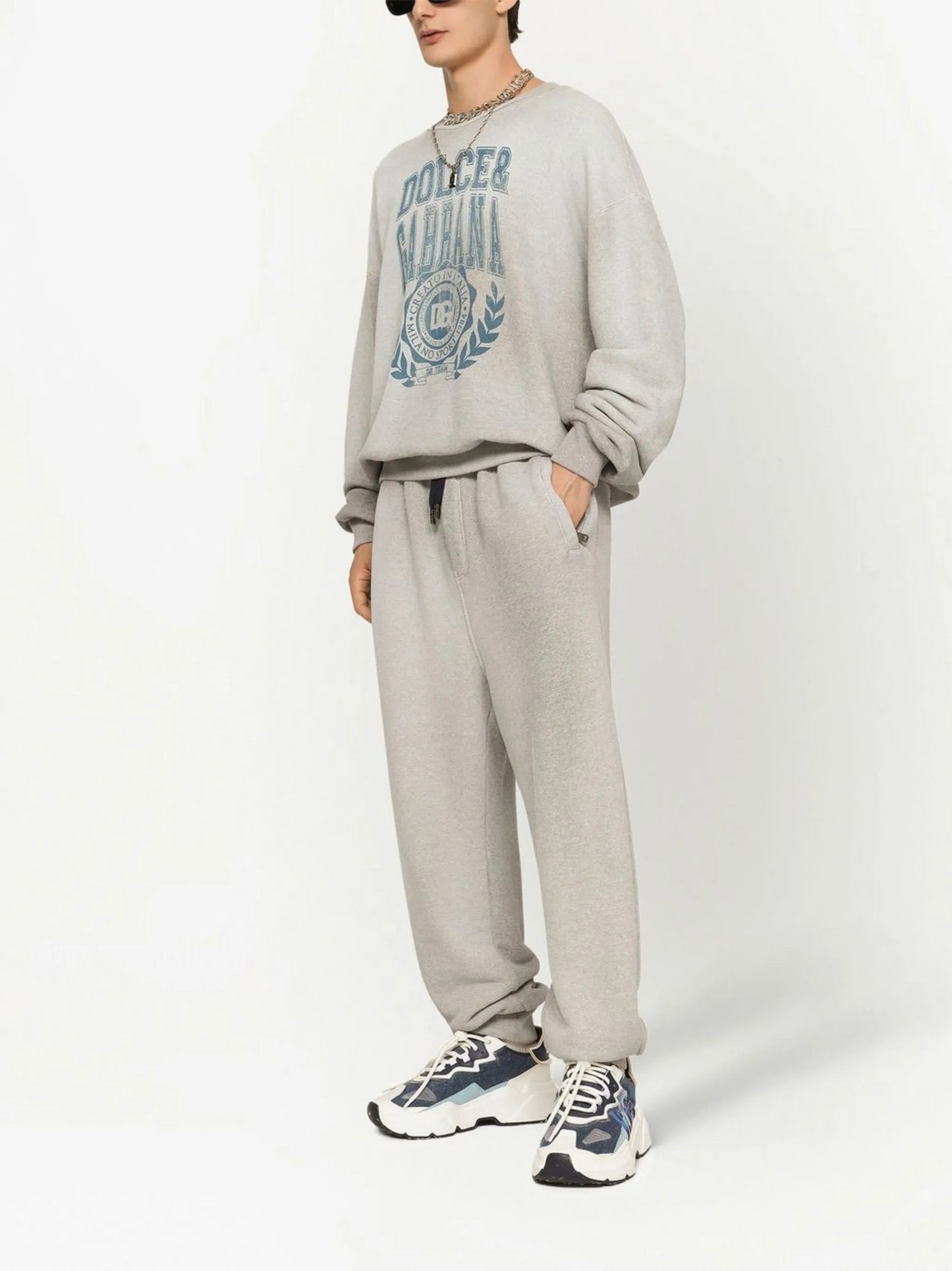 logo-print crew neck jumper
