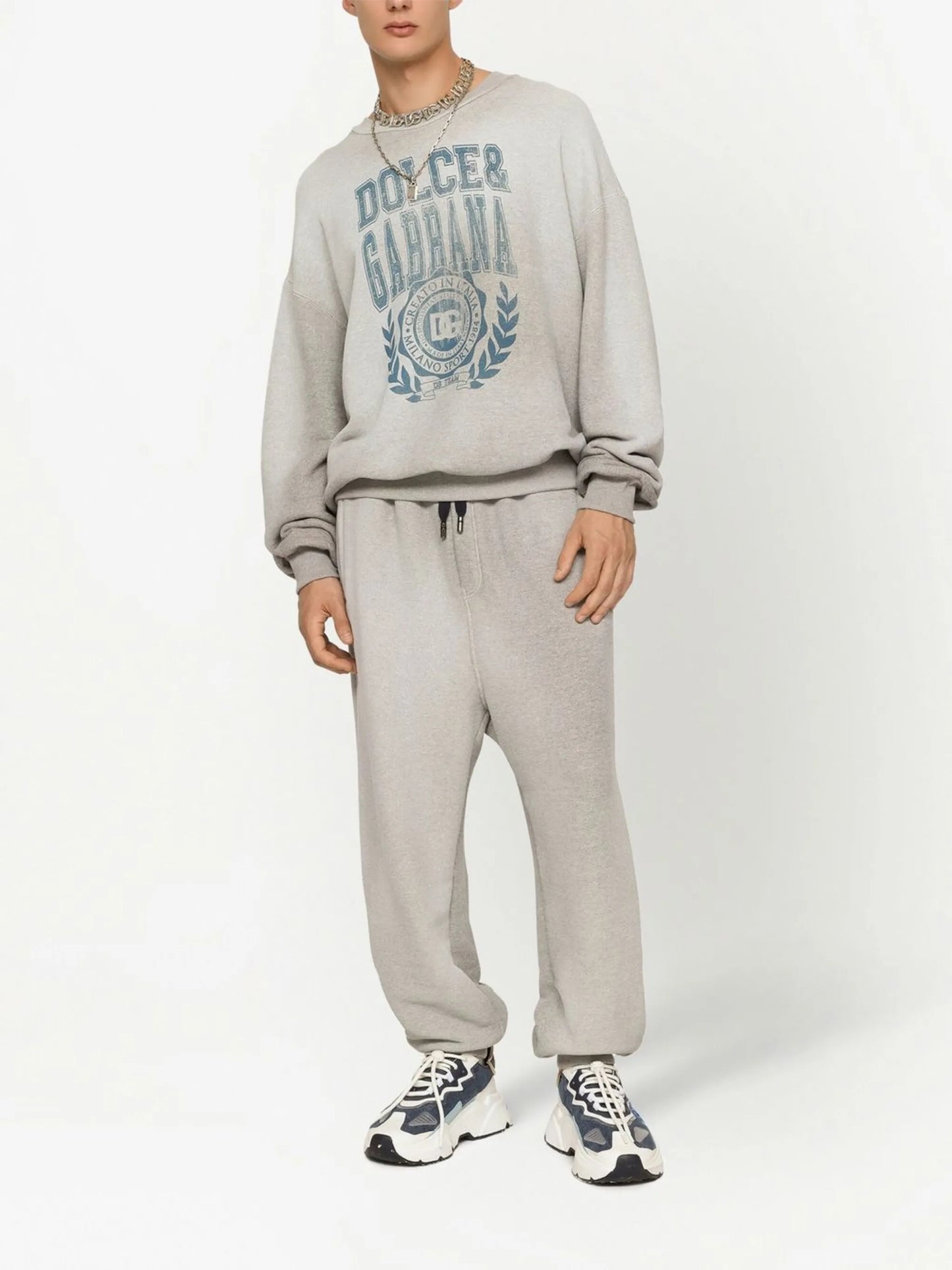 logo-print crew neck jumper