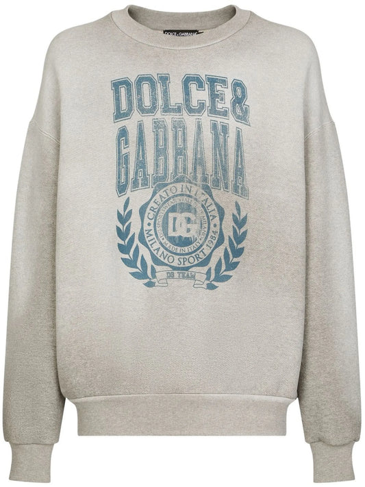 logo-print crew neck jumper