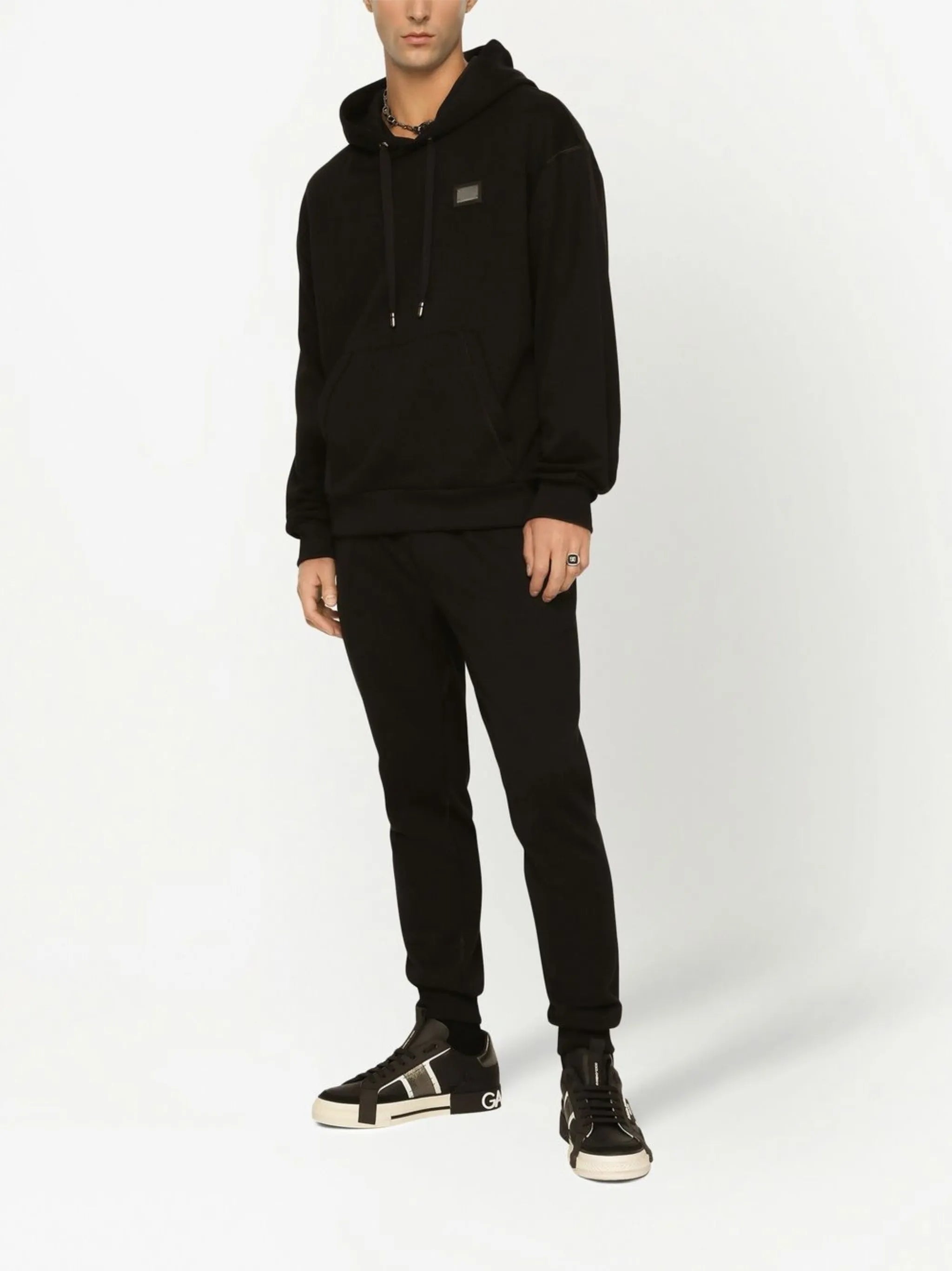 logo-tag drawstring hoodie