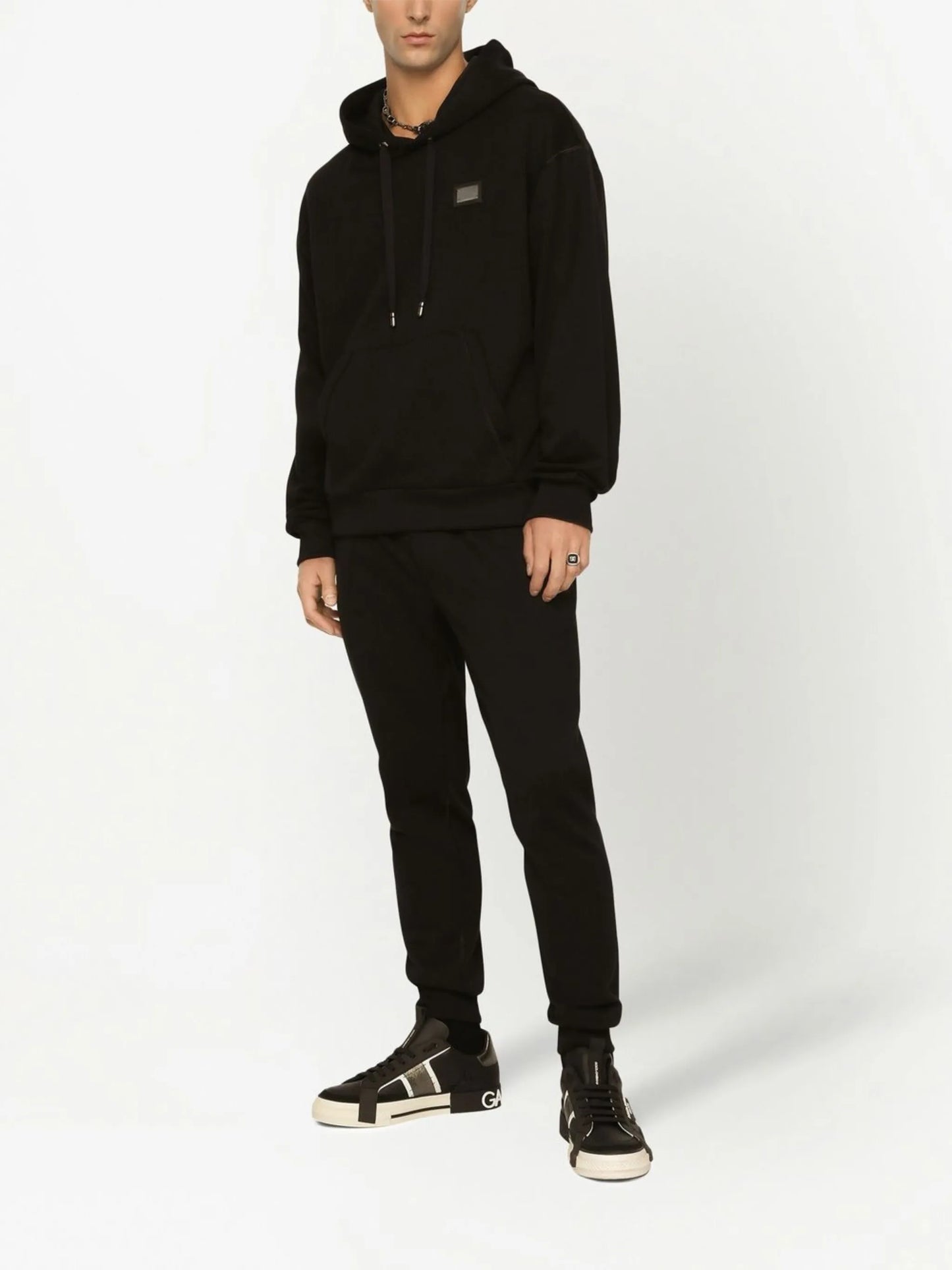 logo-tag drawstring hoodie