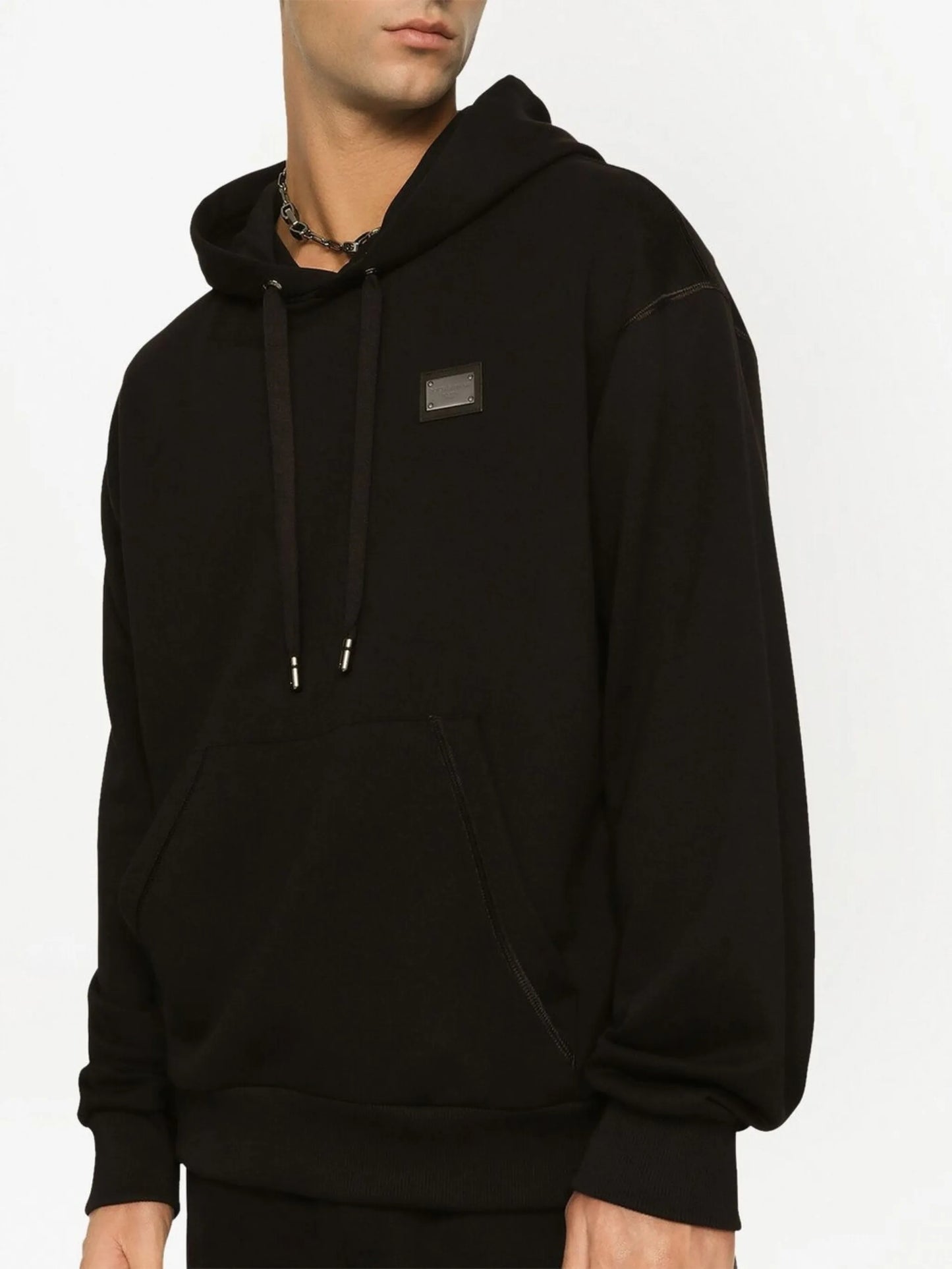 logo-tag drawstring hoodie
