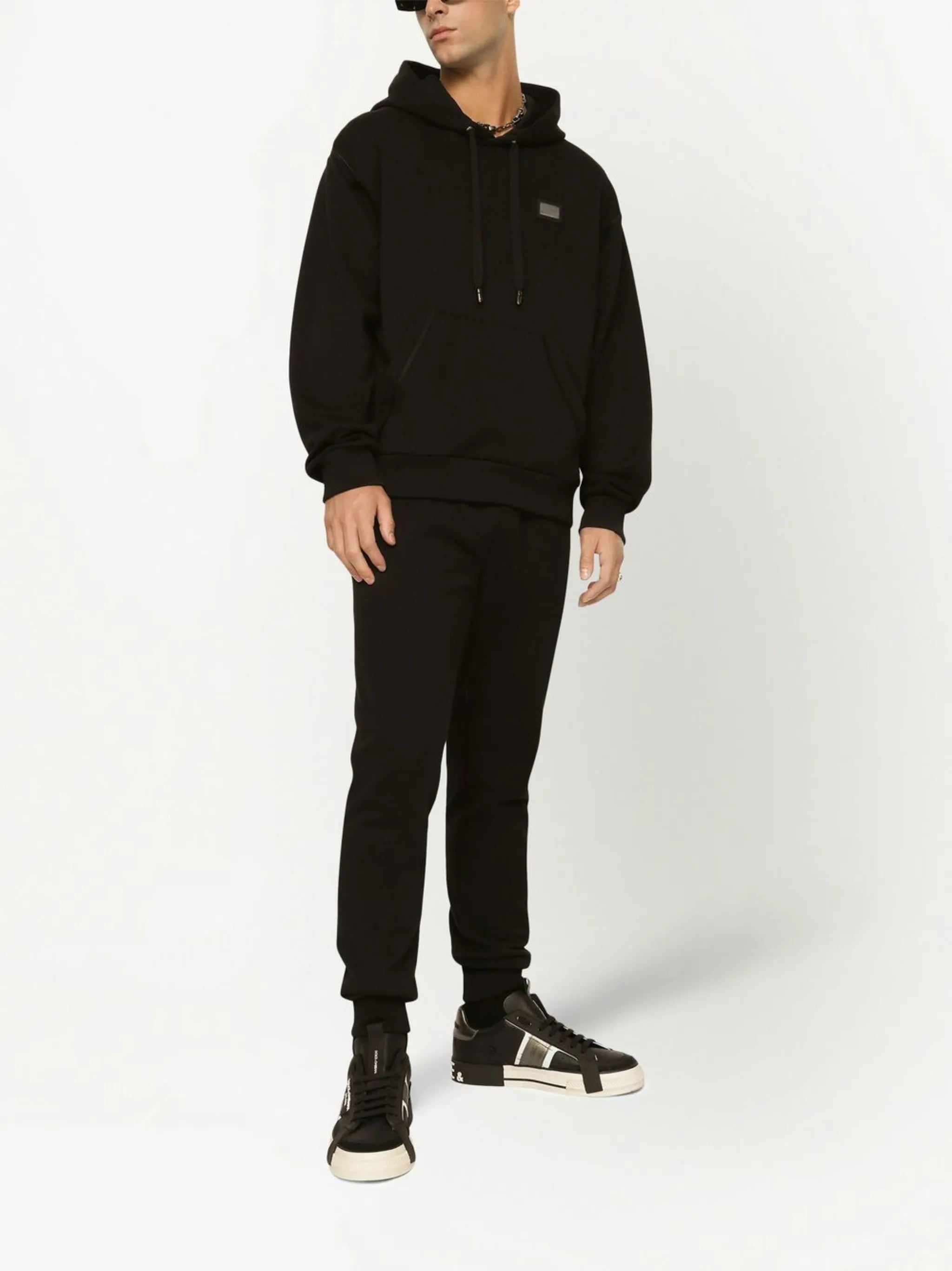 logo-tag drawstring hoodie