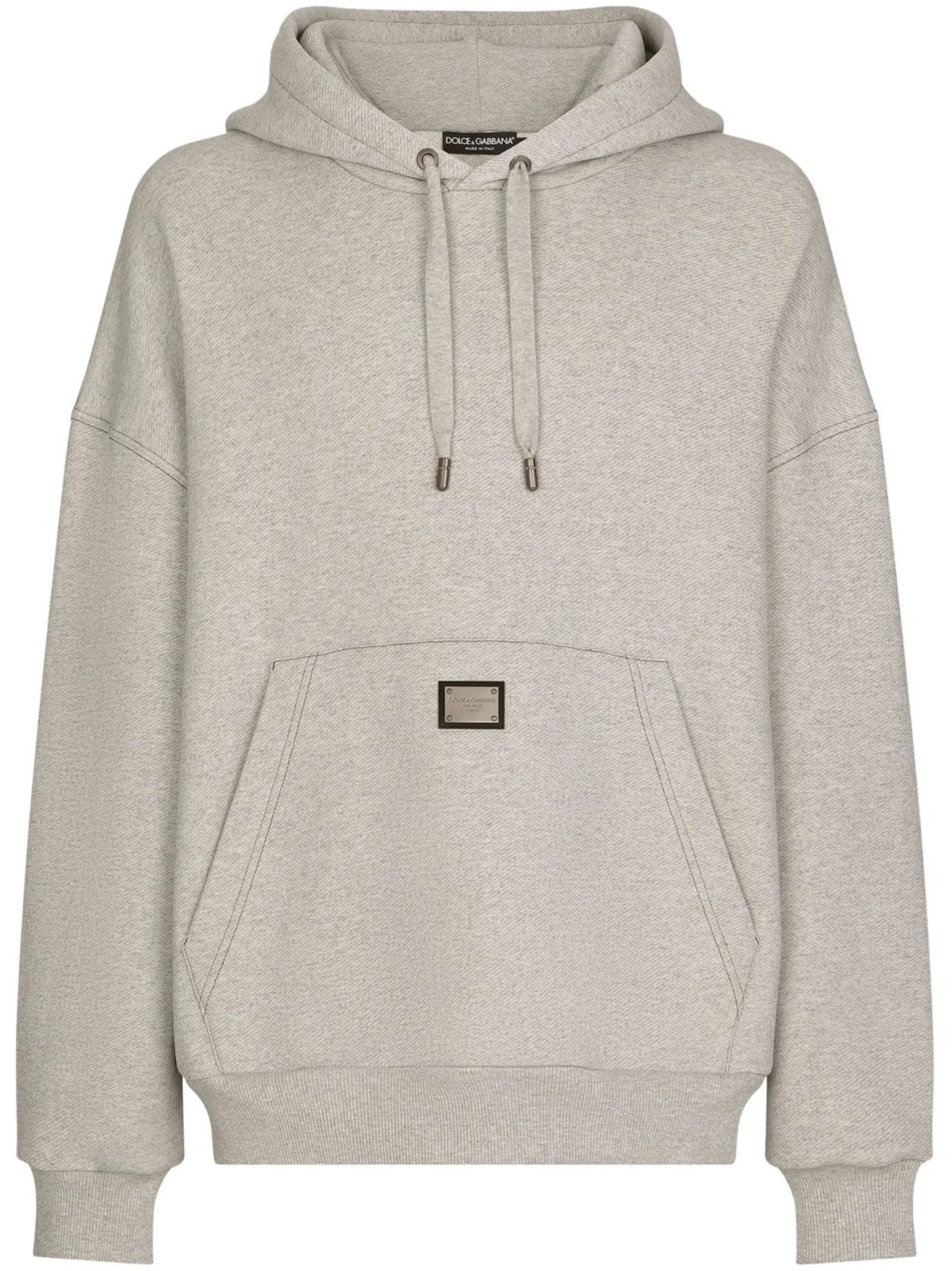 logo-plaque drawstring hoodie