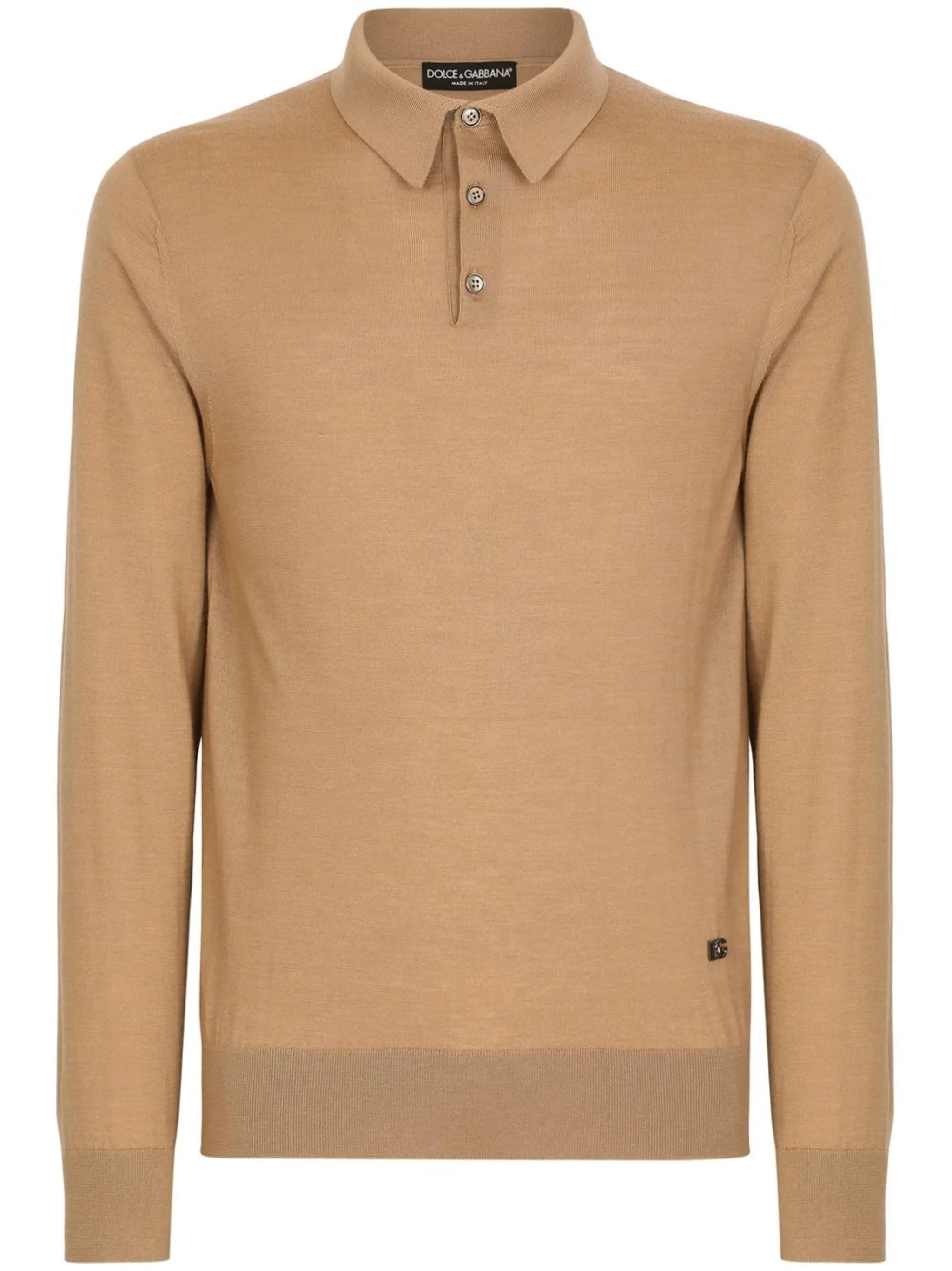 logo-tag silk-cashmere polo shirt