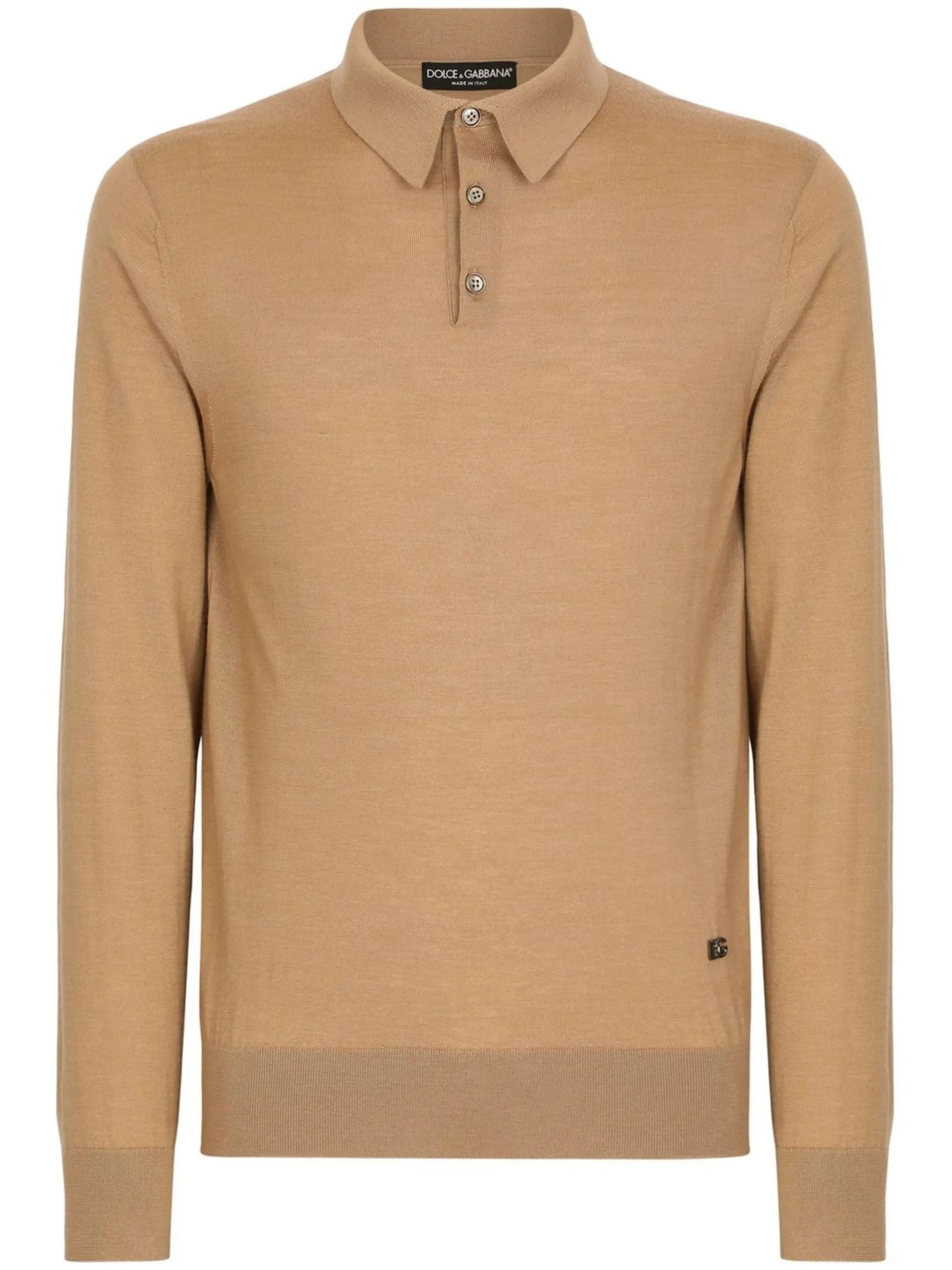 logo-tag silk-cashmere polo shirt