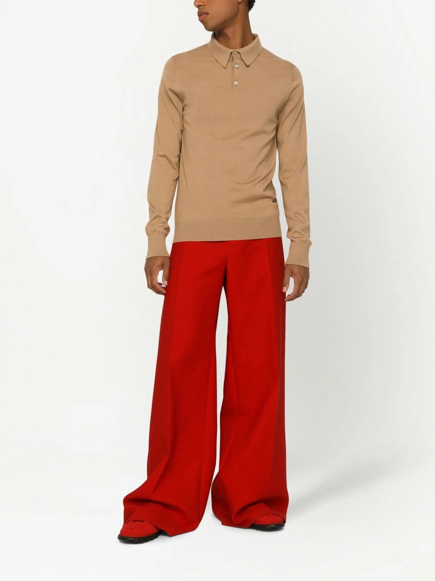 logo-tag silk-cashmere polo shirt