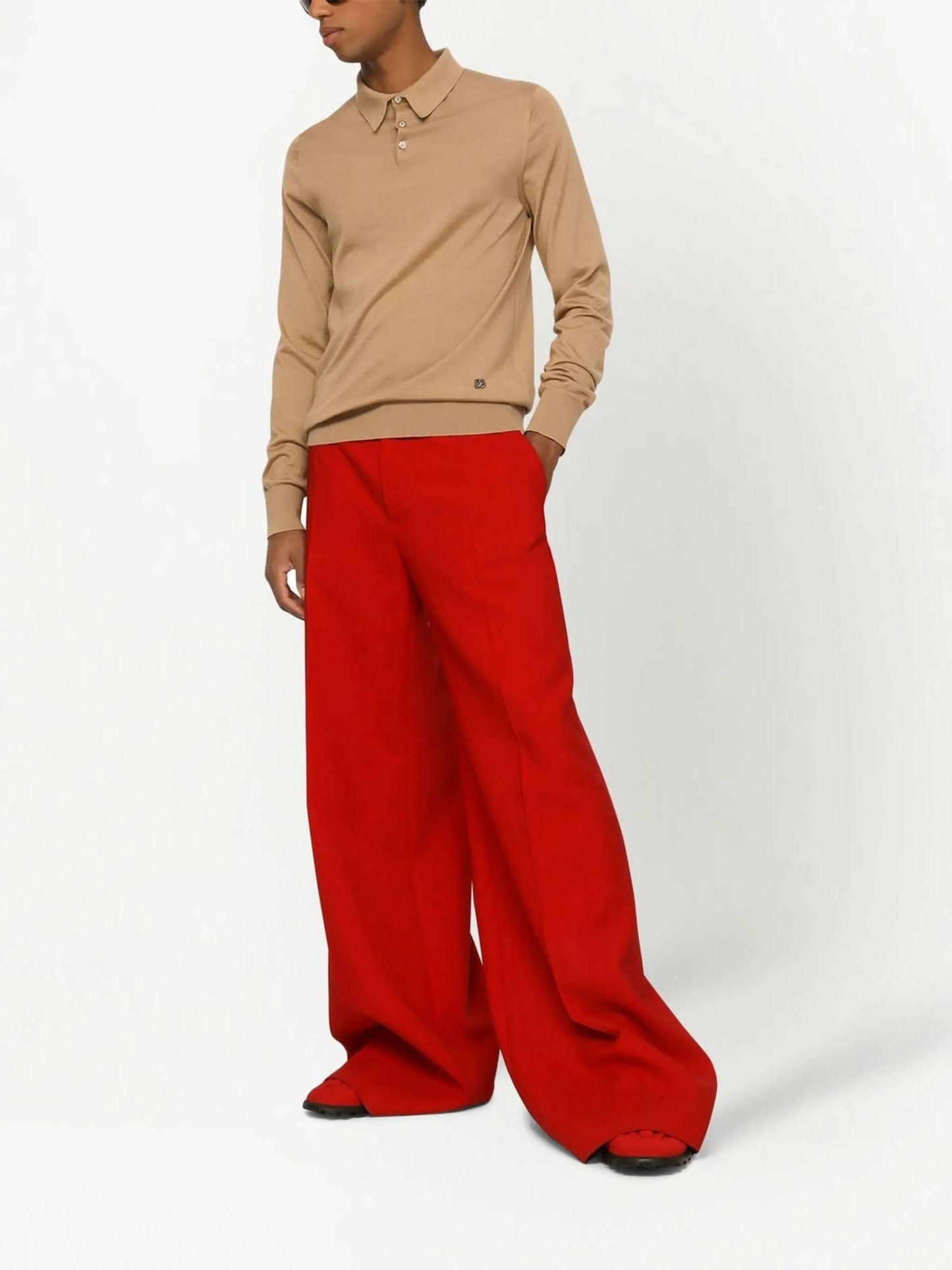 logo-tag silk-cashmere polo shirt