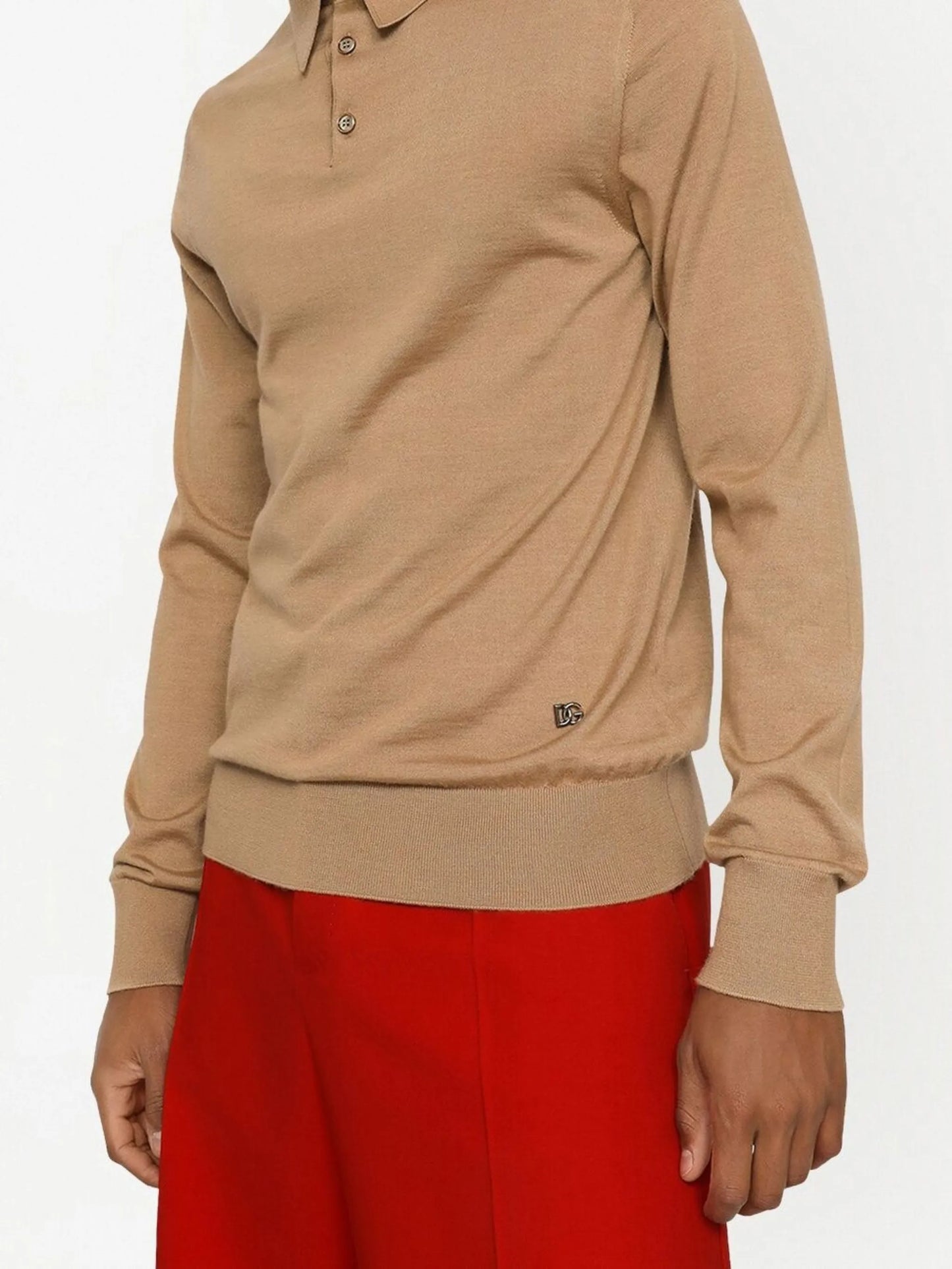 logo-tag silk-cashmere polo shirt