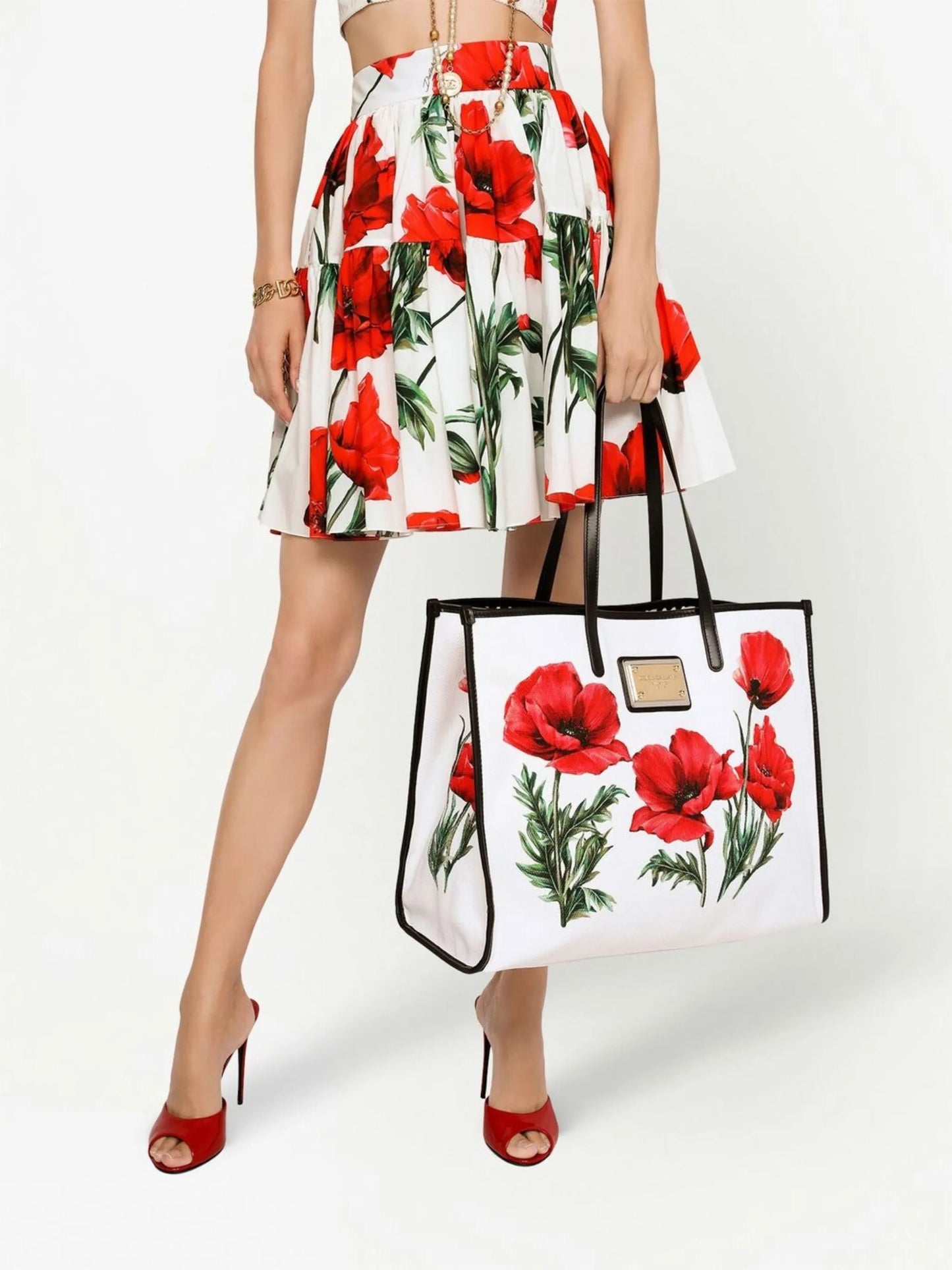 poppy-print canvas tote bag